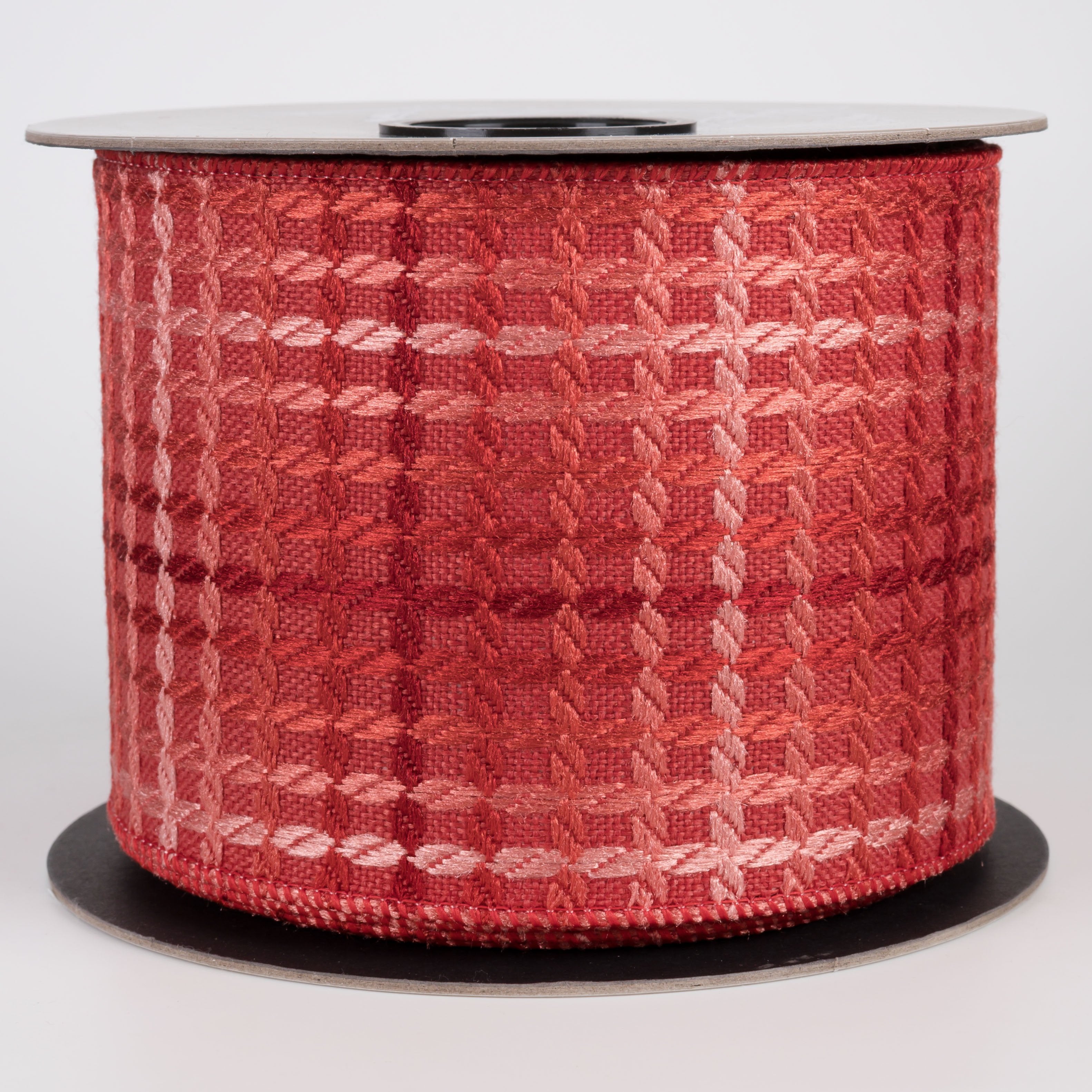 [D Stevens] 4" Woven Linen Criss-Cross Pattern Ribbon: Persimmon (10 Yards) Item Number: 36-1114