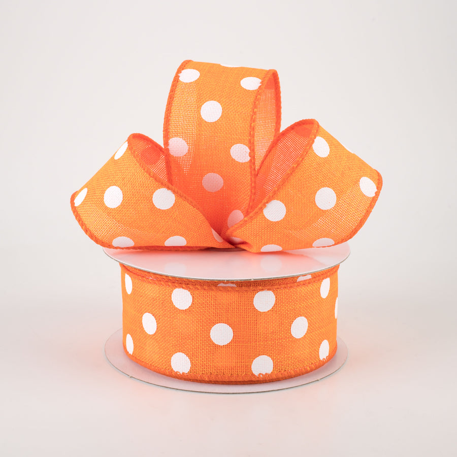 1.5" Stiff Linen Polka Dot Ribbon: Orange (10 Yards) Lifestyle Photo