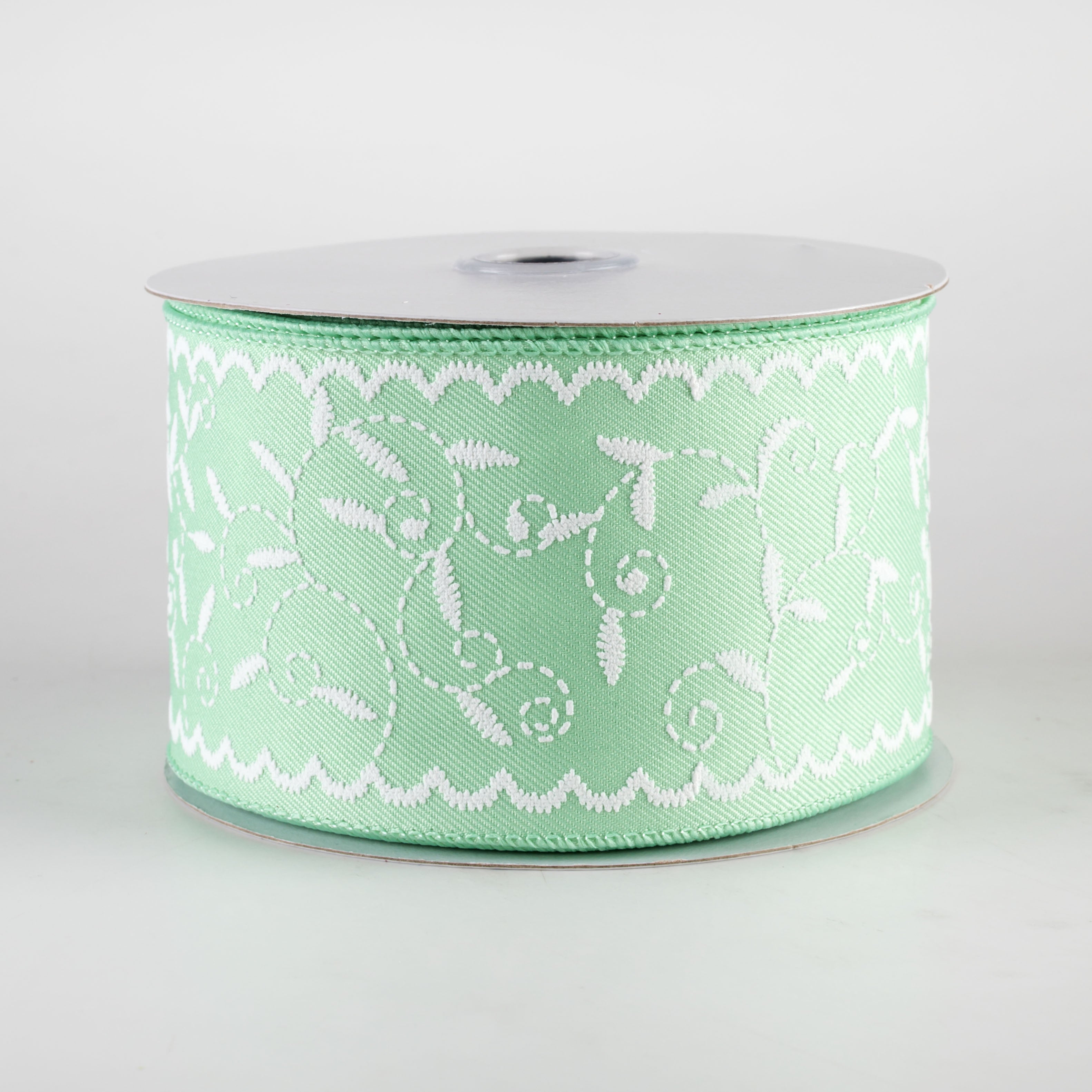 2.5" Stitch Mini Leaf Ribbon: Mint Green (10 Yards)