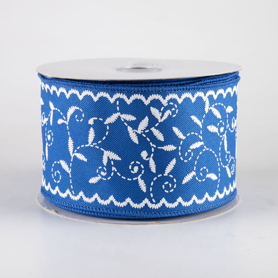 2.5" Stitch Mini Leaf Ribbon: Royal Blue (10 Yards)