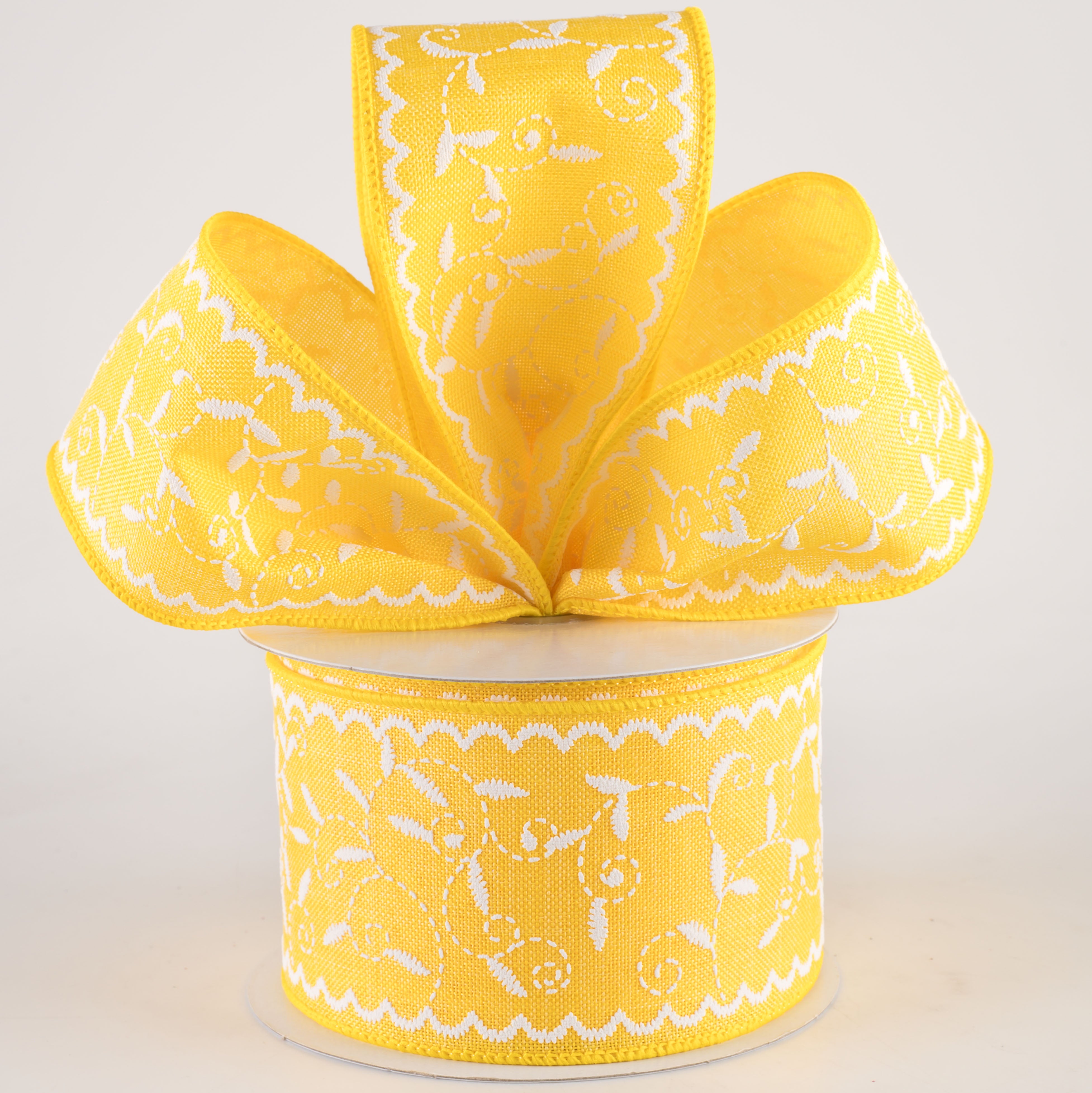 2.5" Stitch Mini Leaf Ribbon: Sun Yellow (10 Yards) Lifestyle Photo