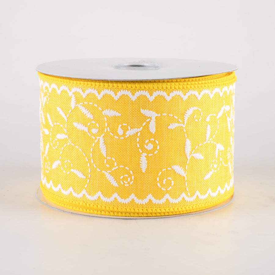 2.5" Stitch Mini Leaf Ribbon: Sun Yellow (10 Yards)
