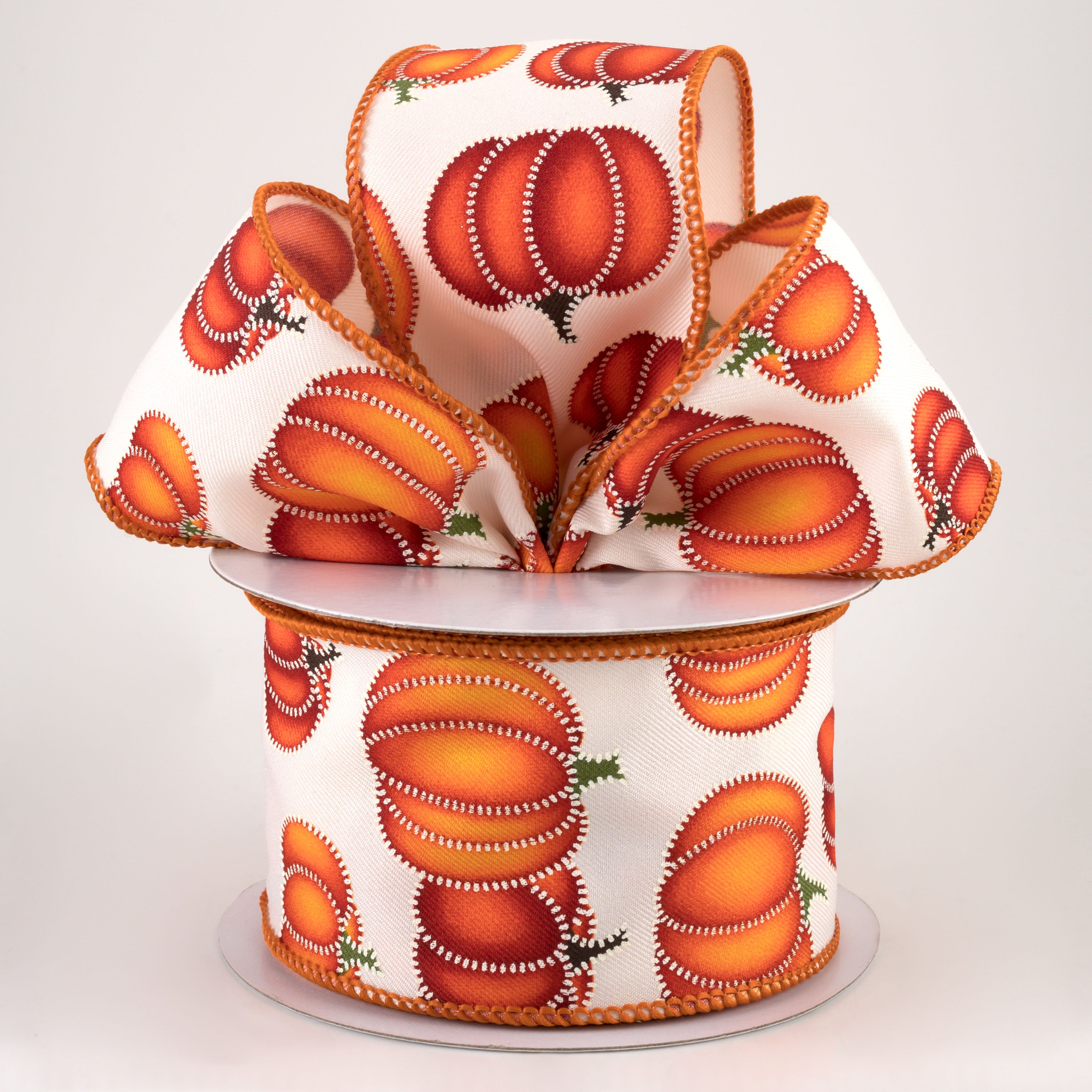 2.5" Stitch Pumpkin Ribbon: Ivory (10 Yards) Lifestyle Photo