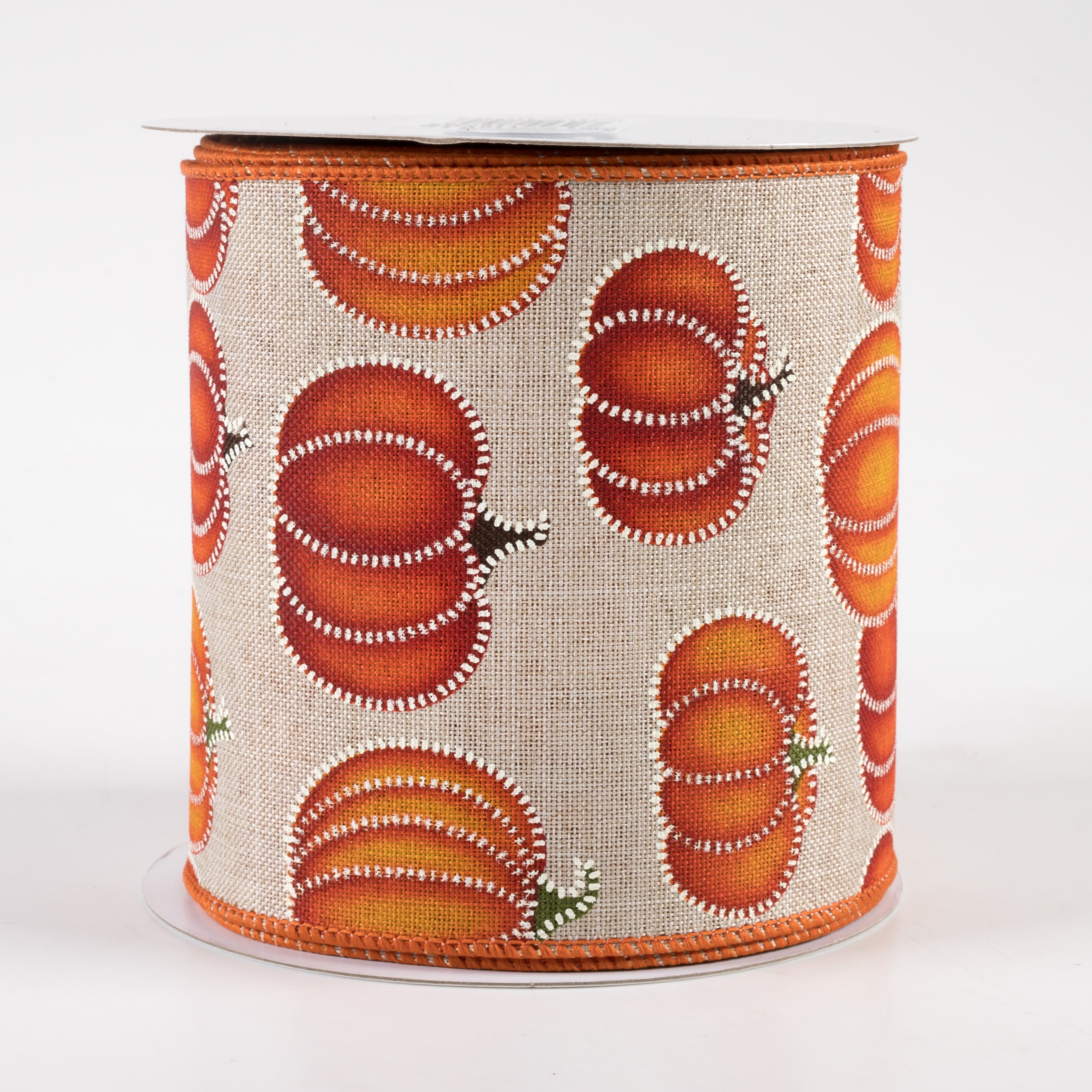4" Stitch Pumpkin Ribbon: Natural (10 Yards)