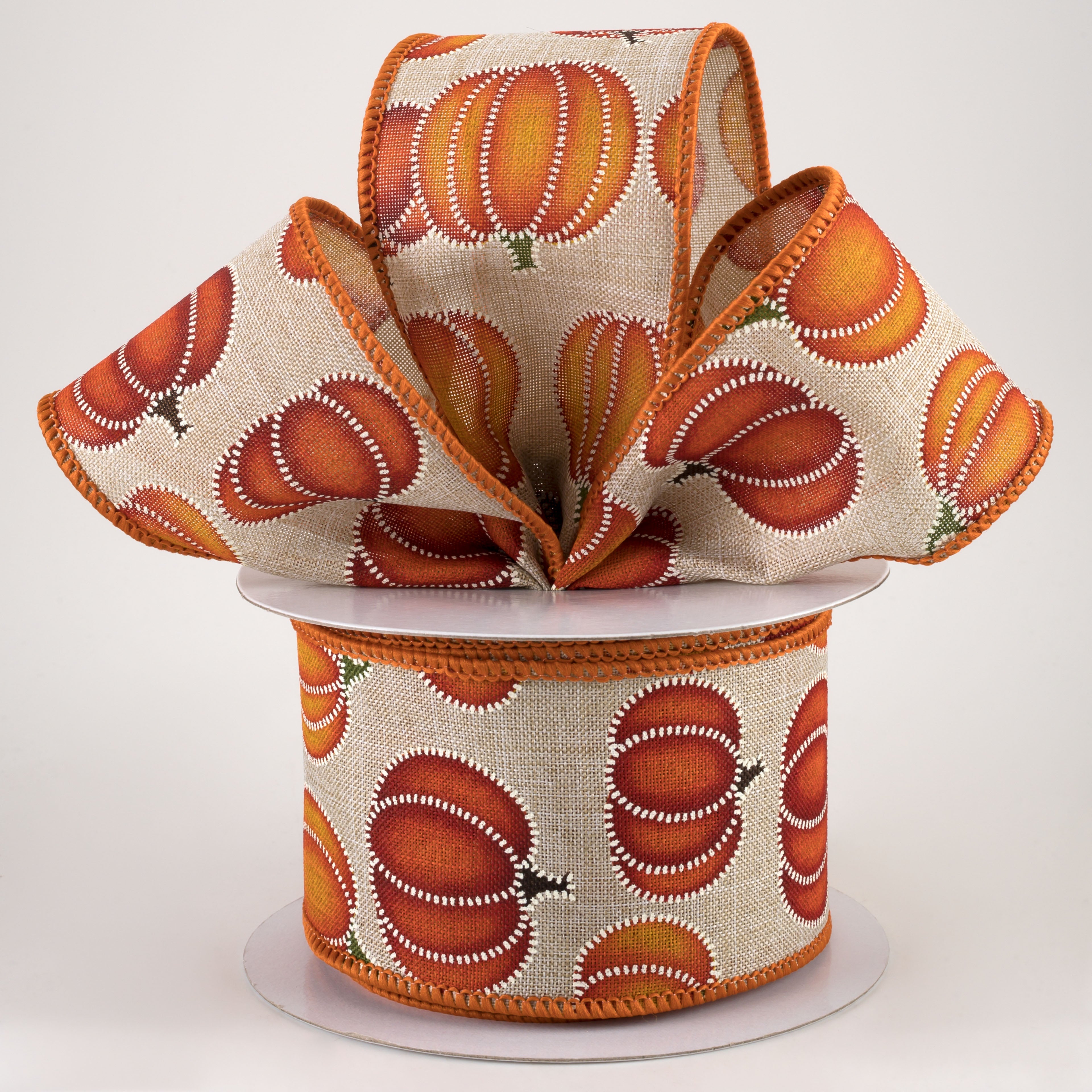 2.5" Stitch Pumpkin Ribbon: Natural (10 Yards) Lifestyle Photo