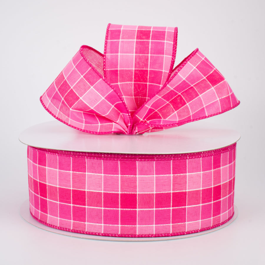 2.5" Stitched Check Ribbon: Pink & Fuchsia (50 Yards) Lifestyle Photo