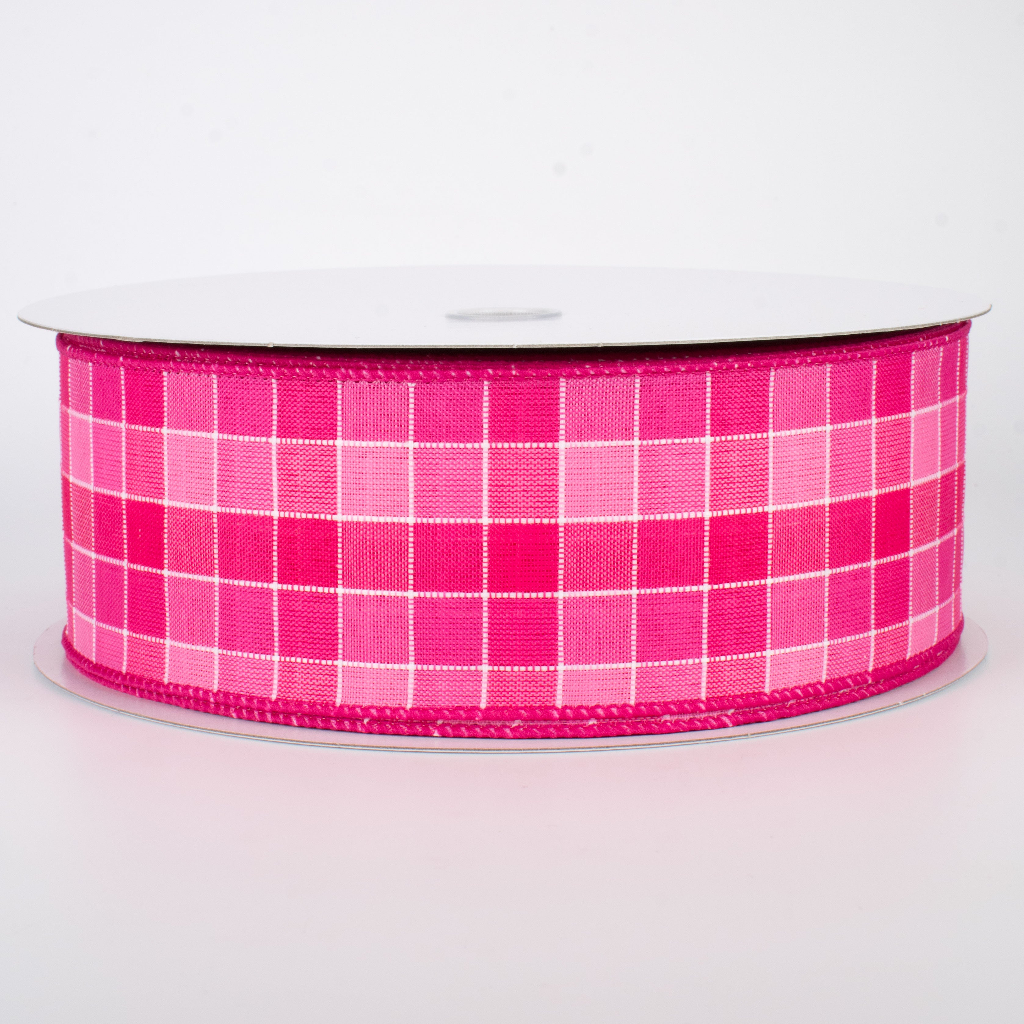 2.5" Stitched Check Ribbon: Pink & Fuchsia (50 Yards) Item Number: Q501640-214