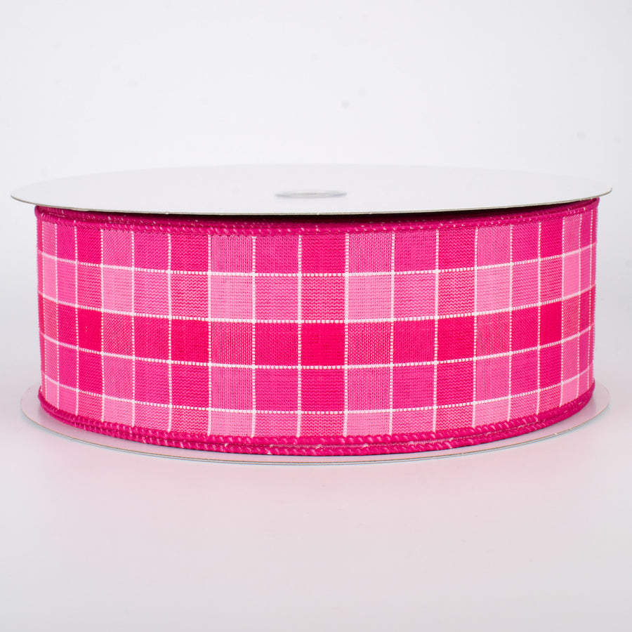 2.5" Stitched Check Ribbon: Pink & Fuchsia (50 Yards) Item Number: Q501640-214