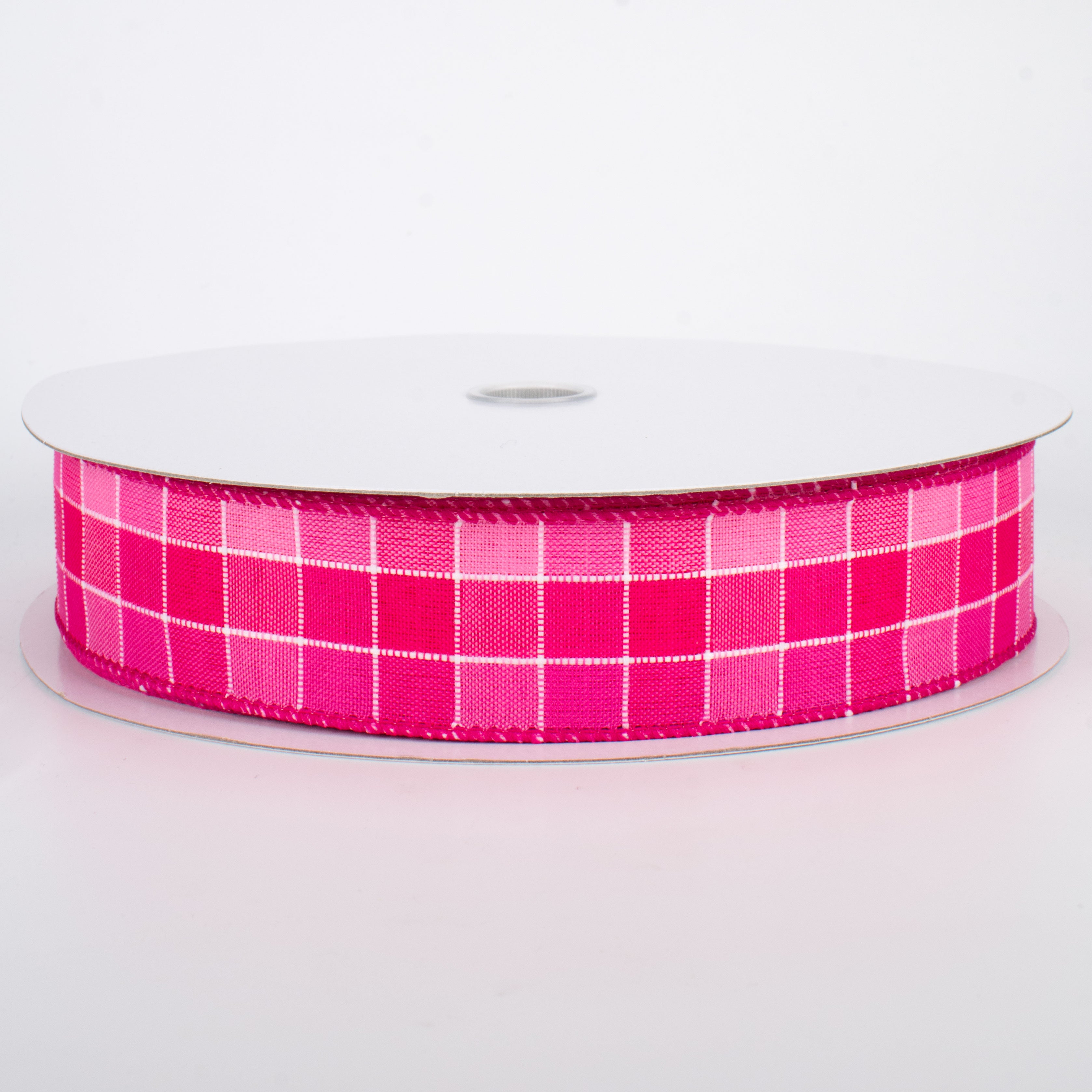 1.5" Stitched Check Ribbon: Pink & Fuchsia (50 Yards)