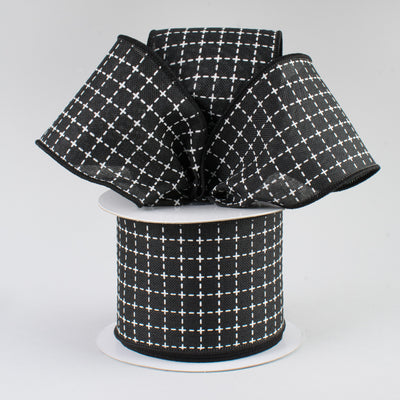 2.5" Stitched Squares Ribbon: Black & White (10 Yards) Lifestyle Photo