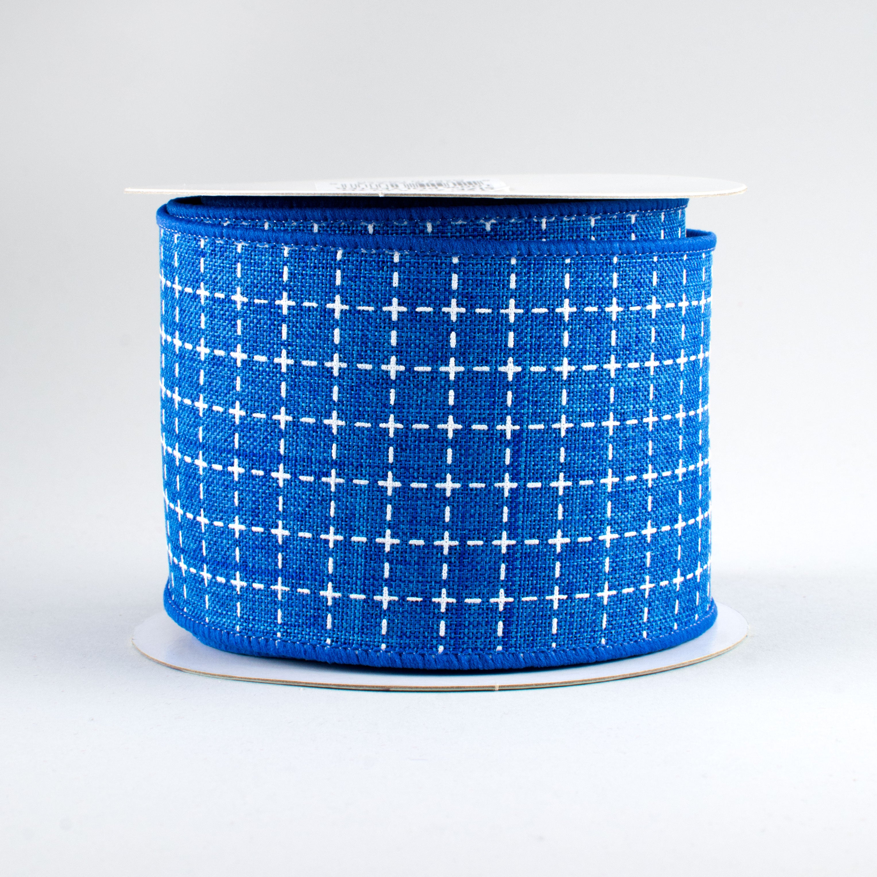 2.5" Stitched Squares Ribbon: Royal Blue & White (10 Yards)