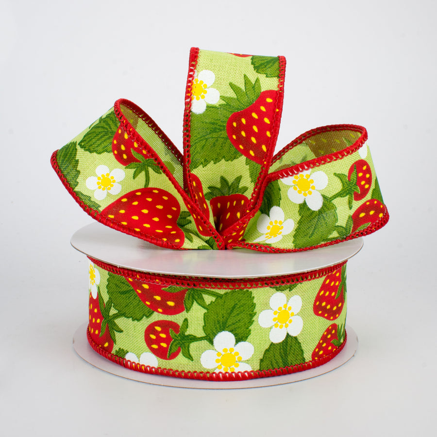 1.5" Strawberries Ribbon: Bright Green (10 Yards) Lifestyle Photo