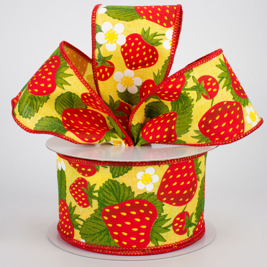 2.5" Strawberries Ribbon: Yellow (10 Yards) Lifestyle Photo