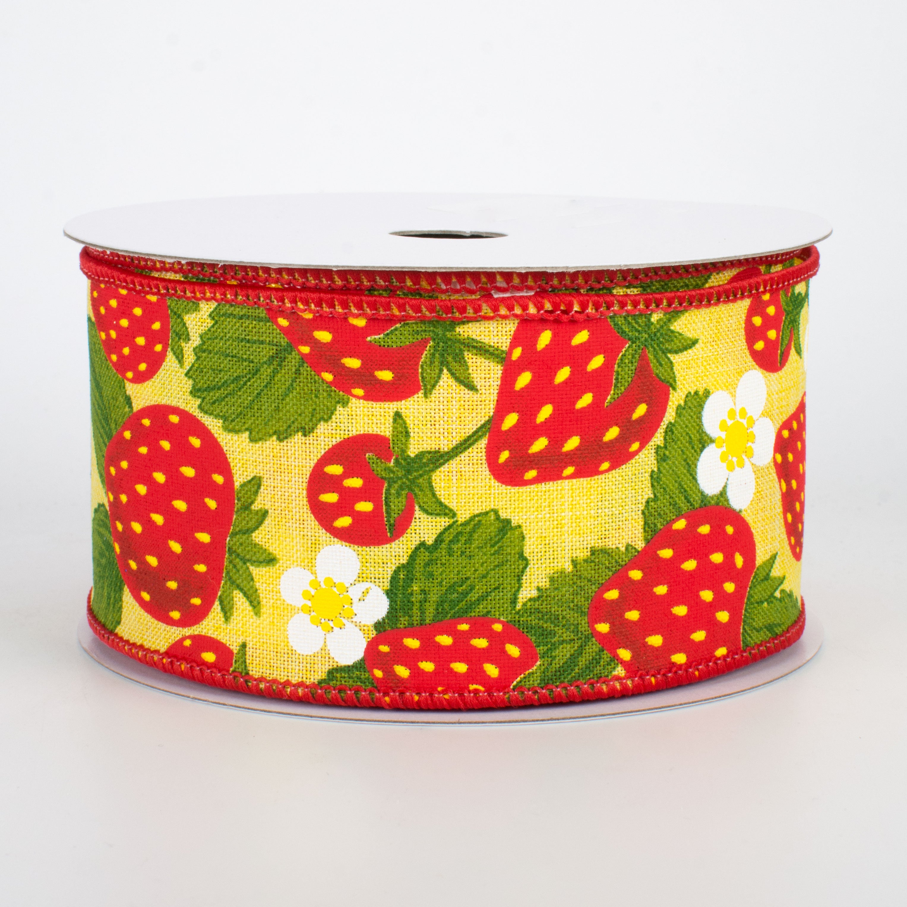 2.5" Strawberries Ribbon: Yellow (10 Yards)