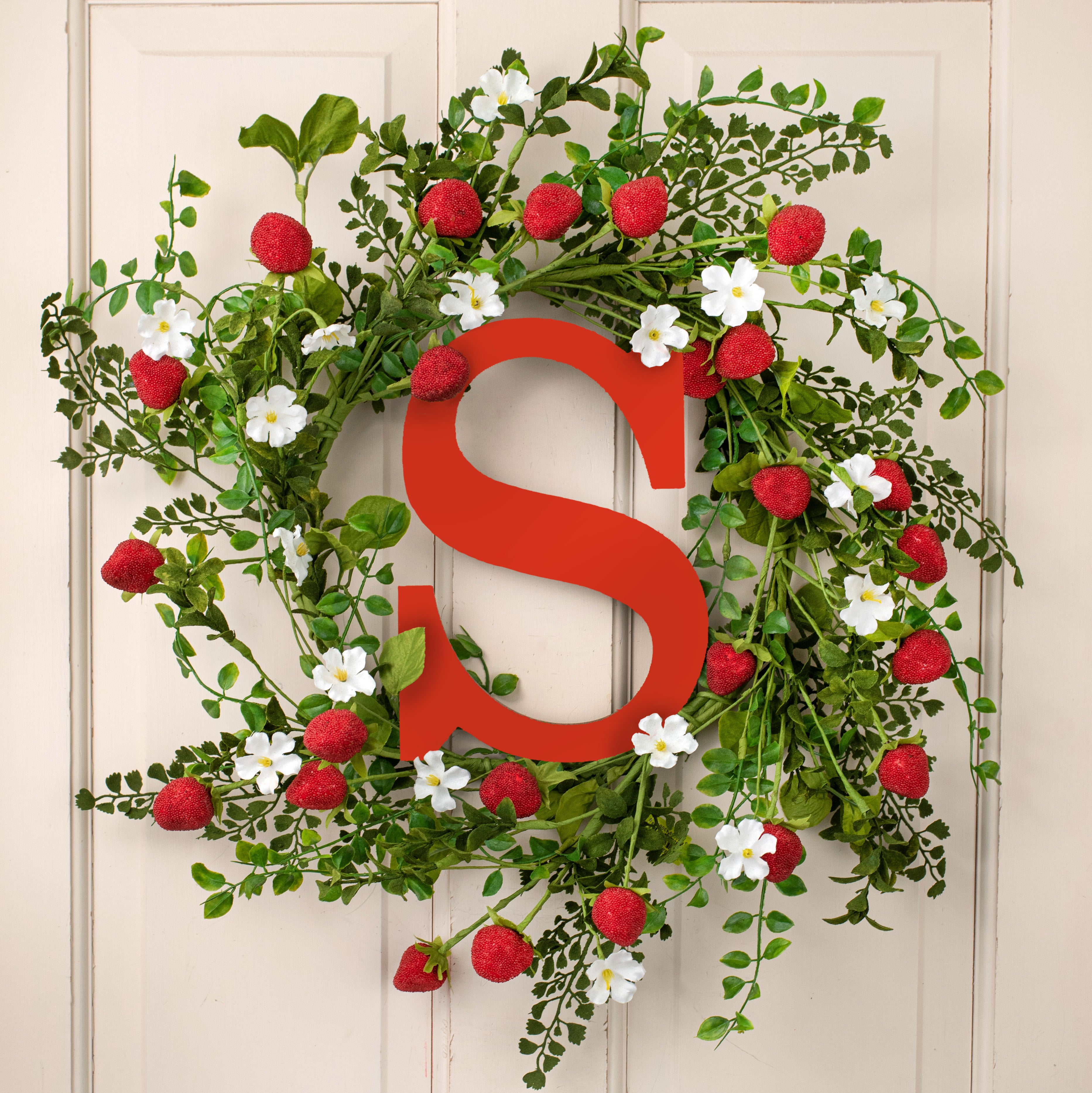 22" Strawberry & Fern Wreath Lifestyle Photo