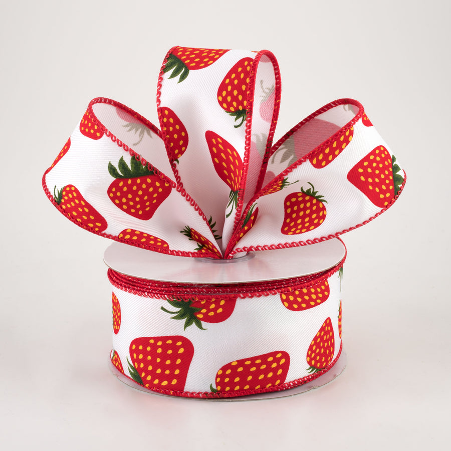 1.5" Strawberry Ribbon: White (10 Yards) Lifestyle Photo