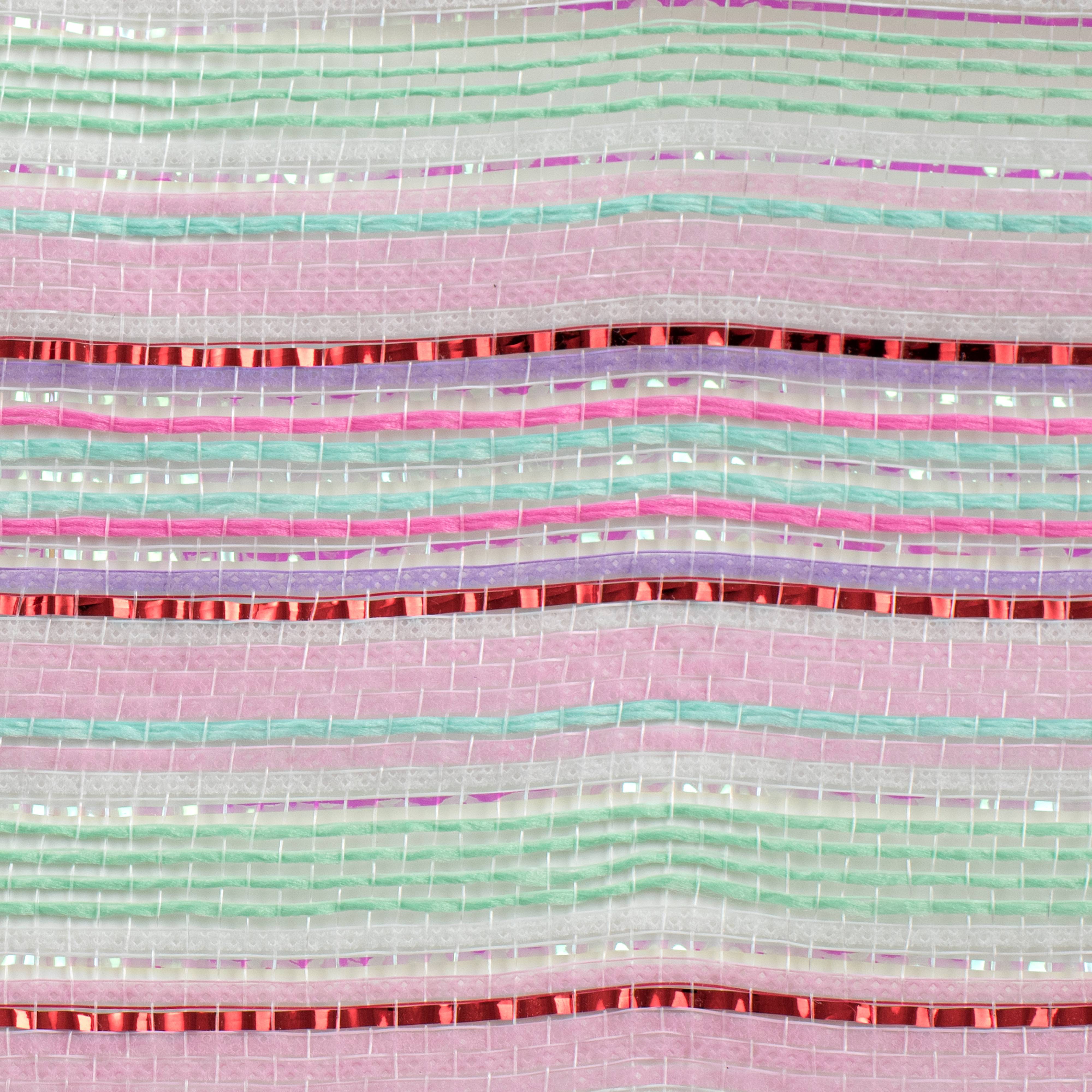 10" Striation Stripes Fabric Mesh: Pink, Mint, Red & Aqua detail photo 3