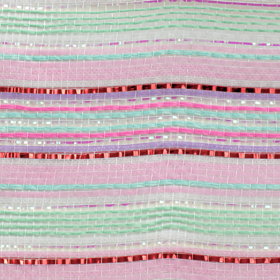10" Striation Stripes Fabric Mesh: Pink, Mint, Red & Aqua detail photo 3