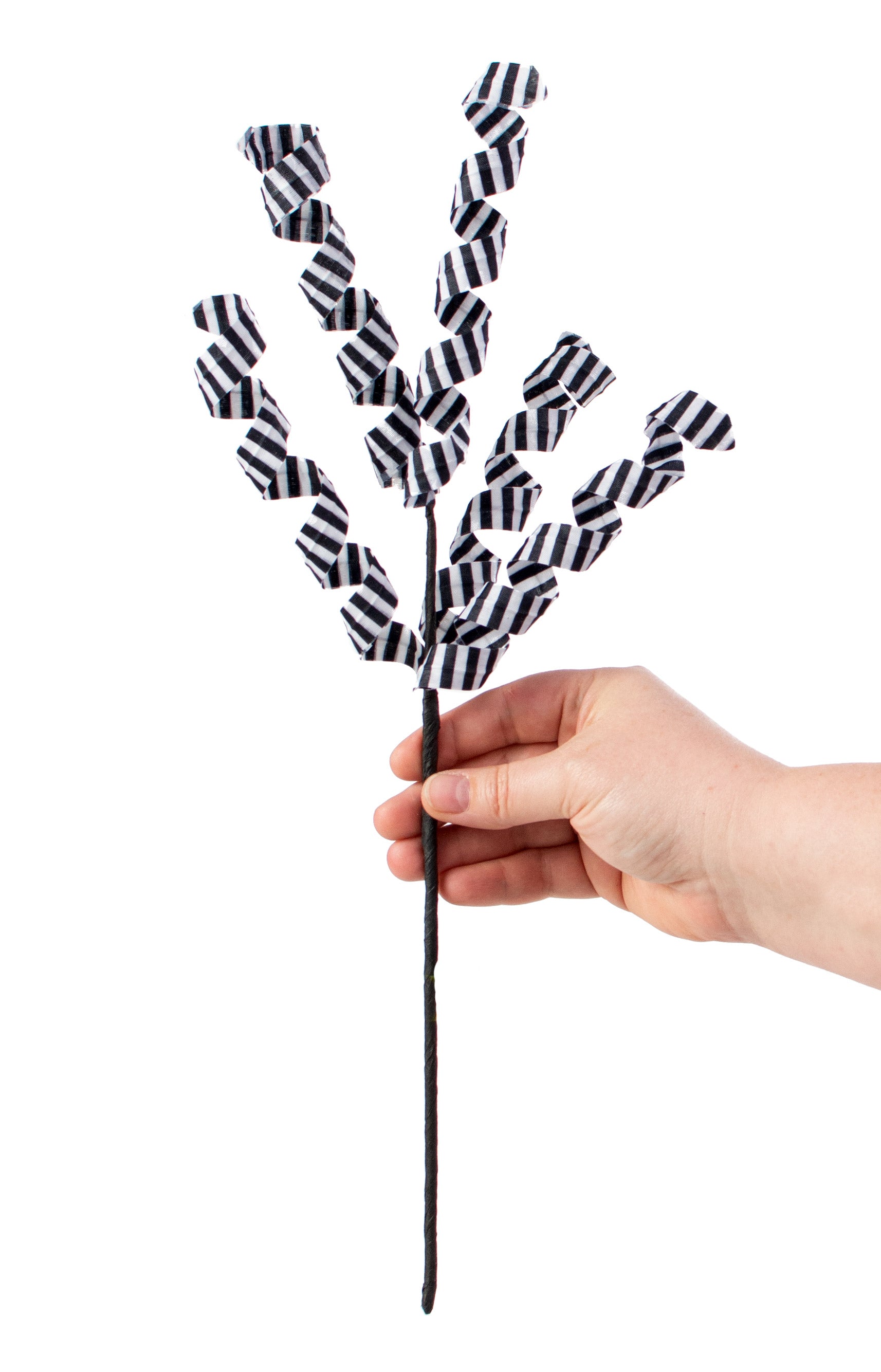 16" Stripe Curly Pick: Black & White detail photo 3