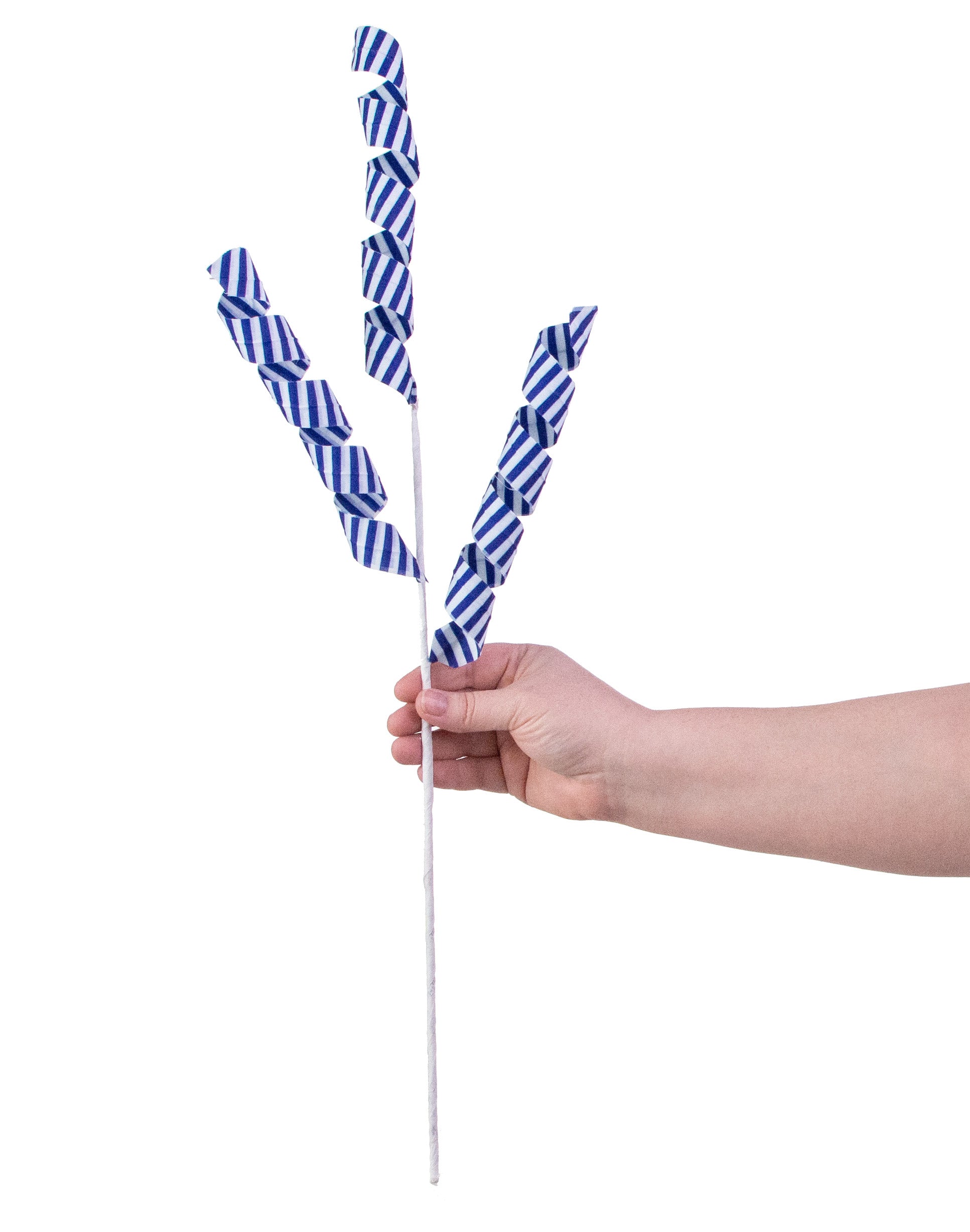24" Stripe Curly Pick: Blue & White detail photo 3