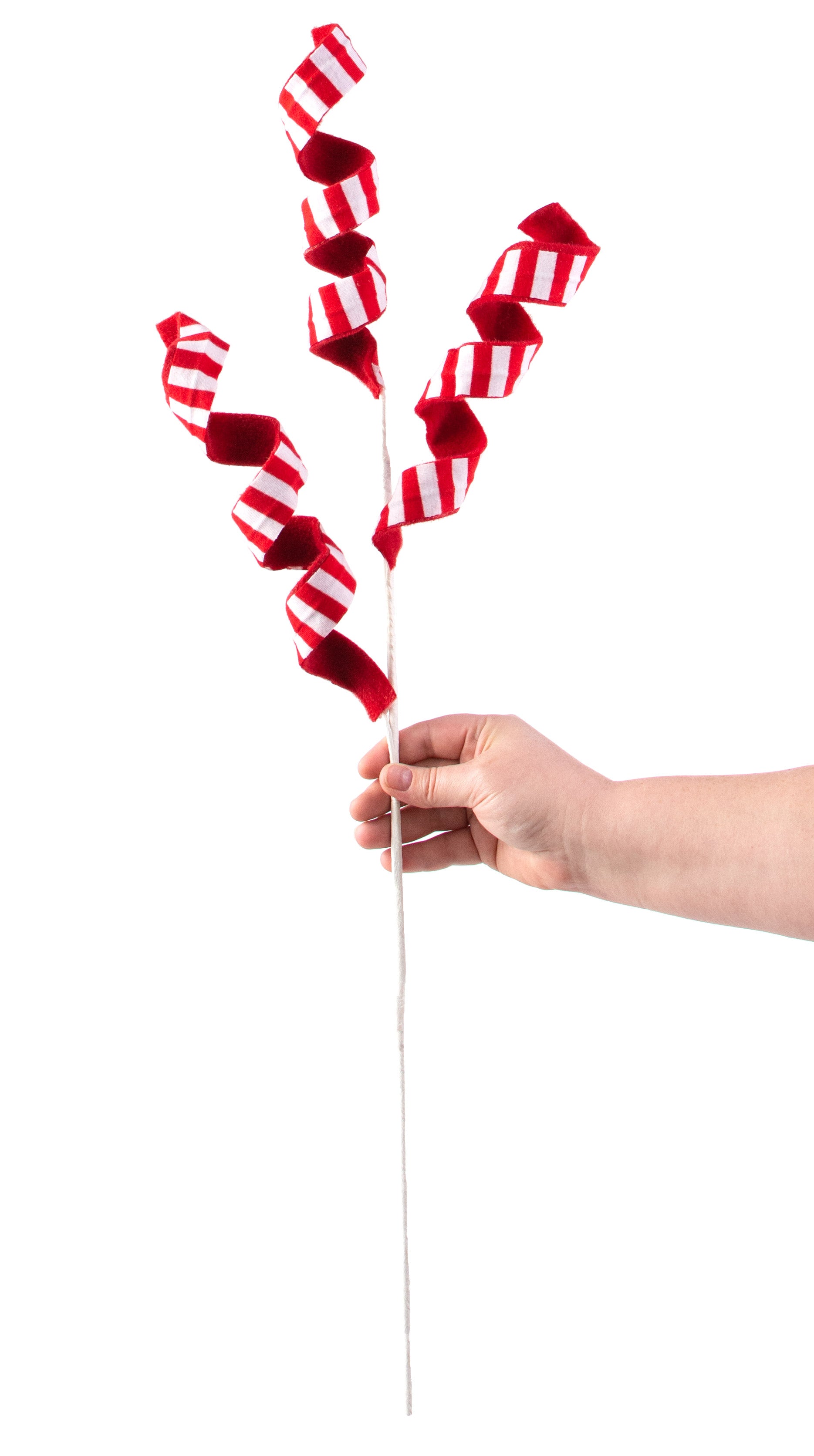30" Double Sided Stripe Felt Frizzy Curly Spray: Peppermint detail photo 3