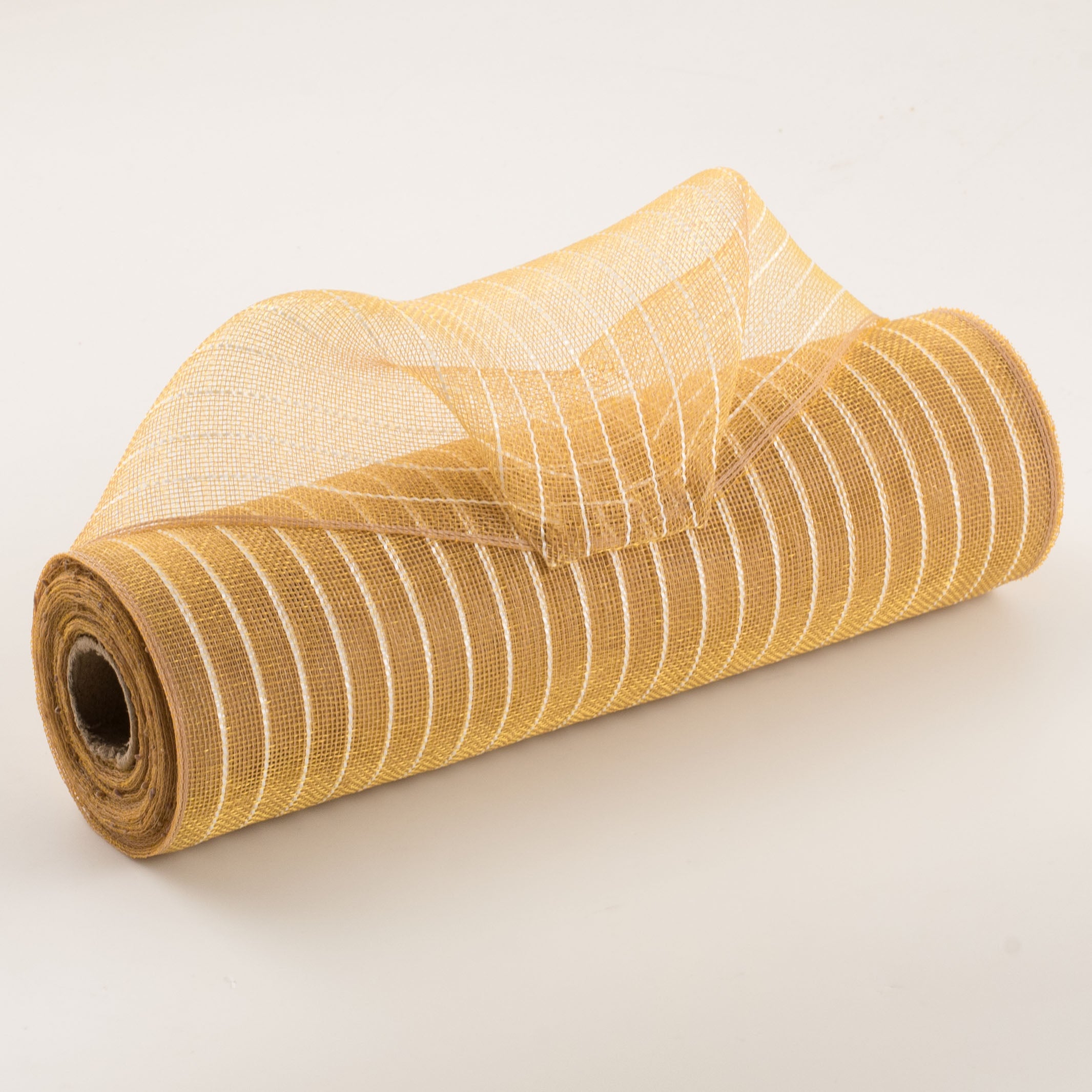 10" Stripe Fine Weave Mesh: Natural & Gold with White Item Number: RY5001KK