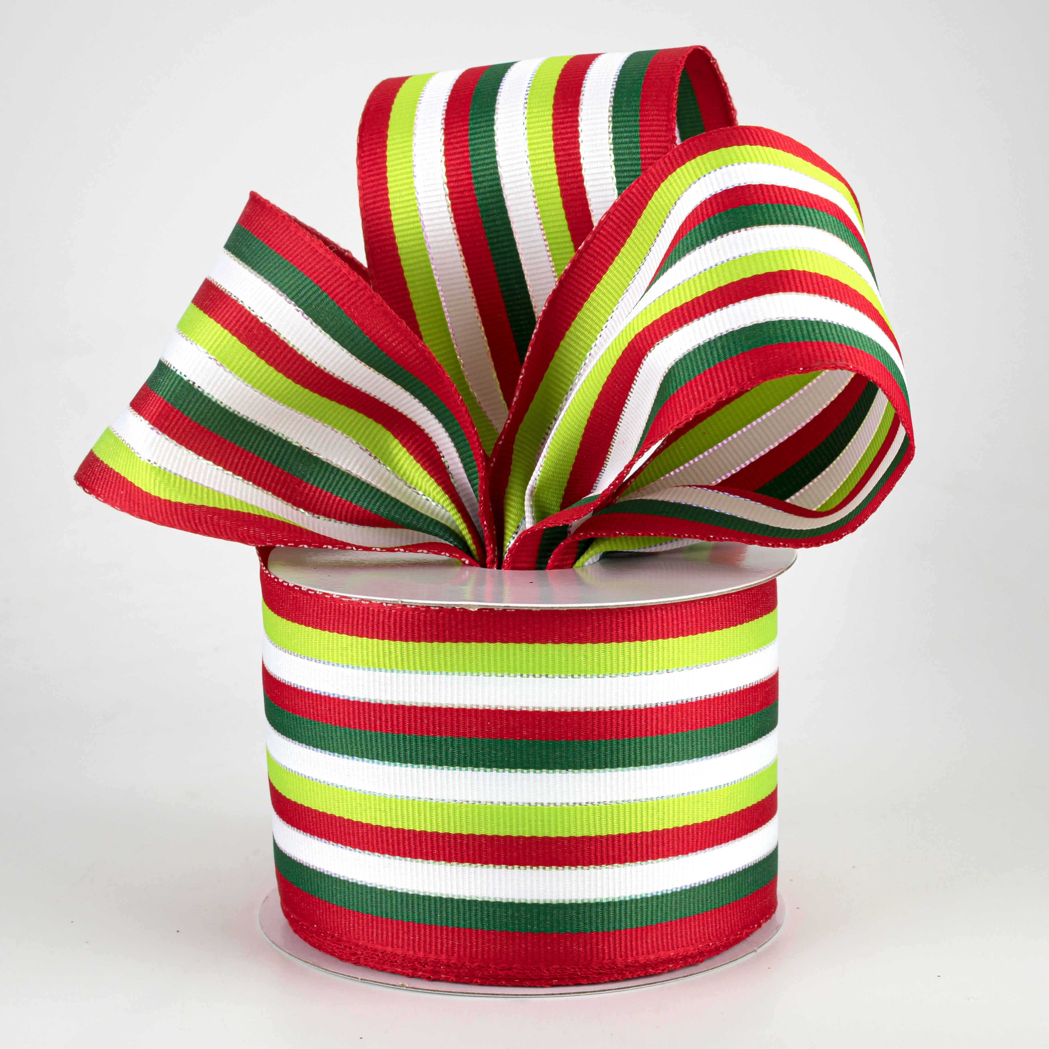 2.5" Stripe Grosgrain Wired Ribbon: Christmas Holiday (10 Yards) Lifestyle Photo