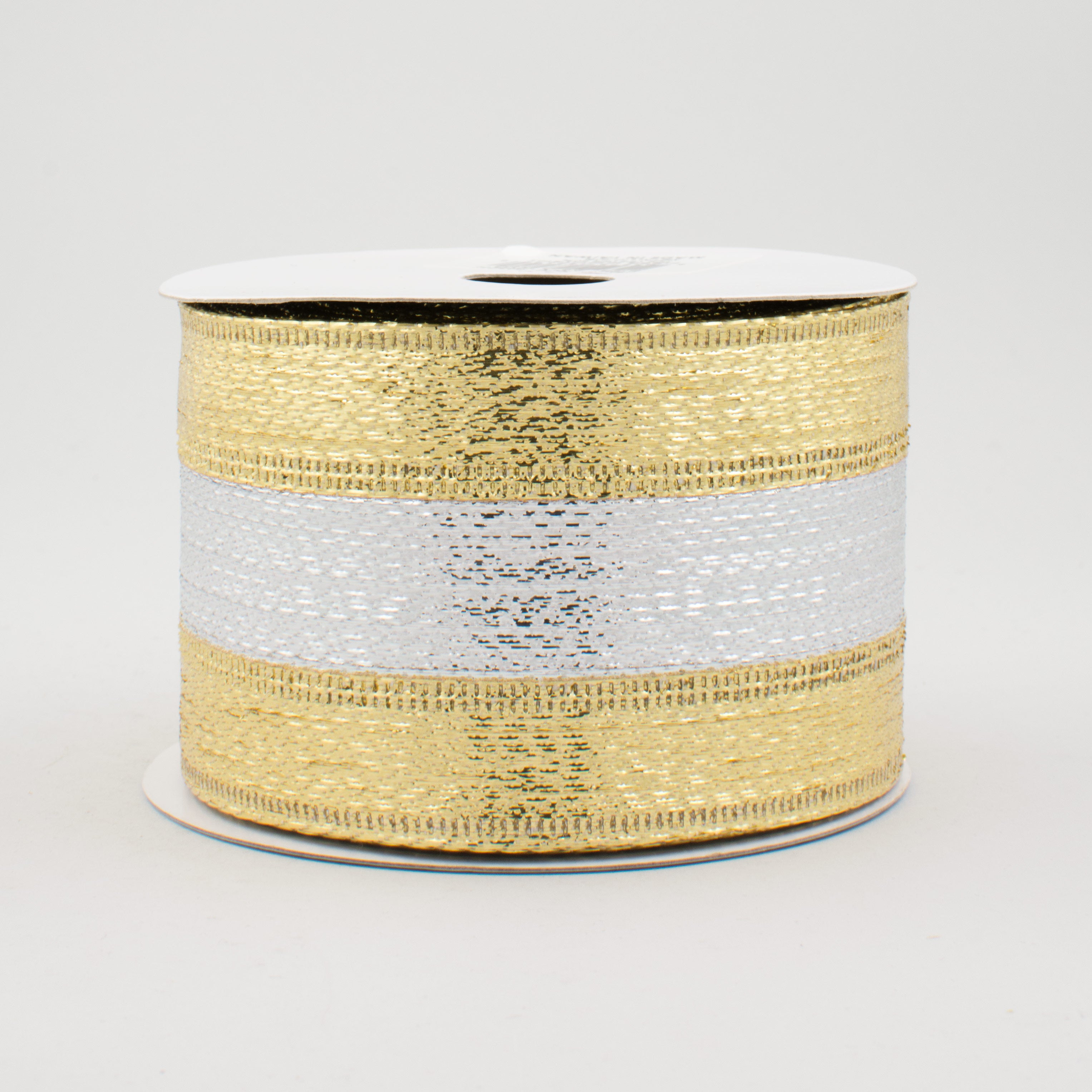 2.5" Stripe Metallic Lame Ribbon: Gold & Silver (10 Yards)