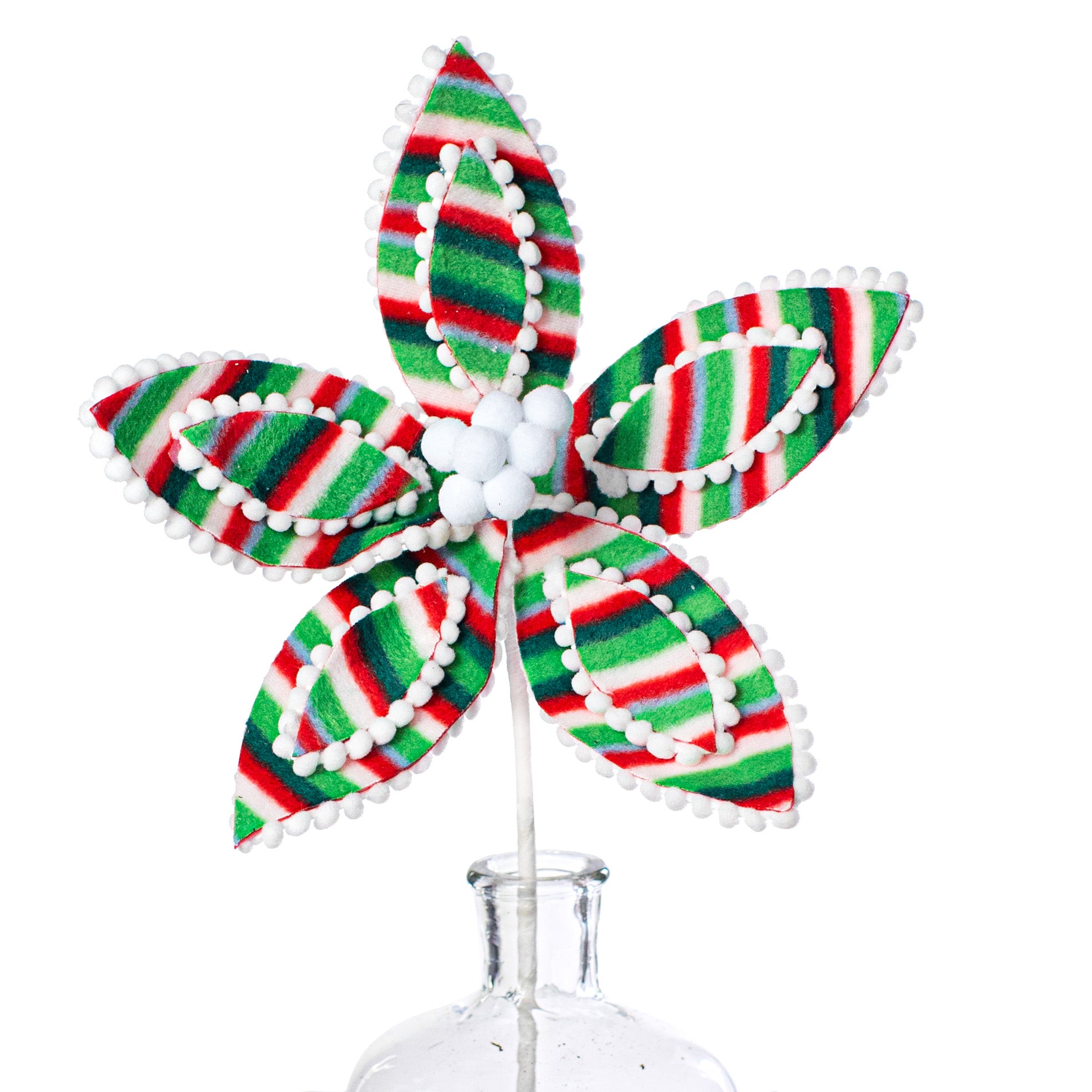 22" Stripe Poinsettia Stem: Red & Green Item Number: 187261