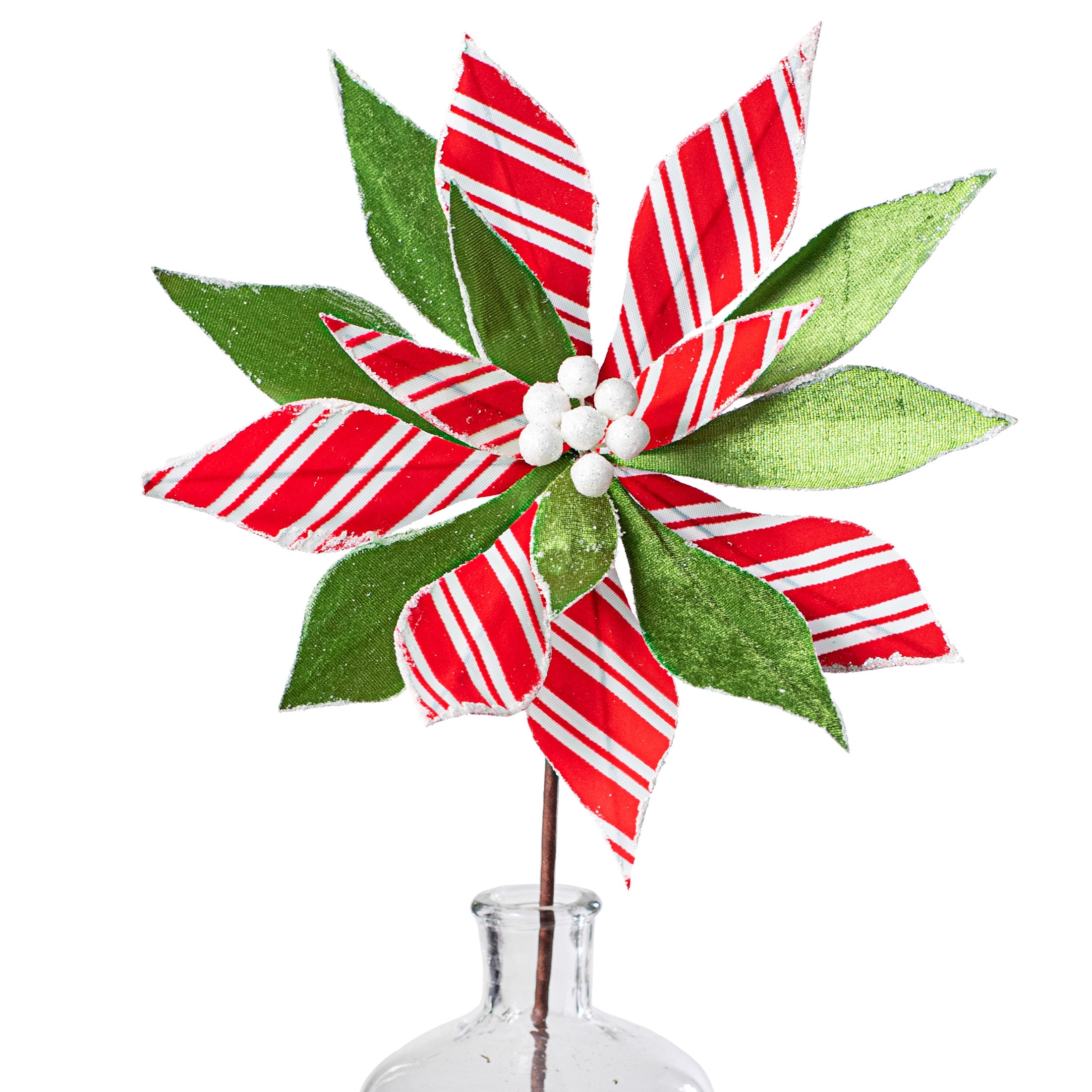 22" Stripe Poinsettia Stem: Red, Green, White Item Number: 187397
