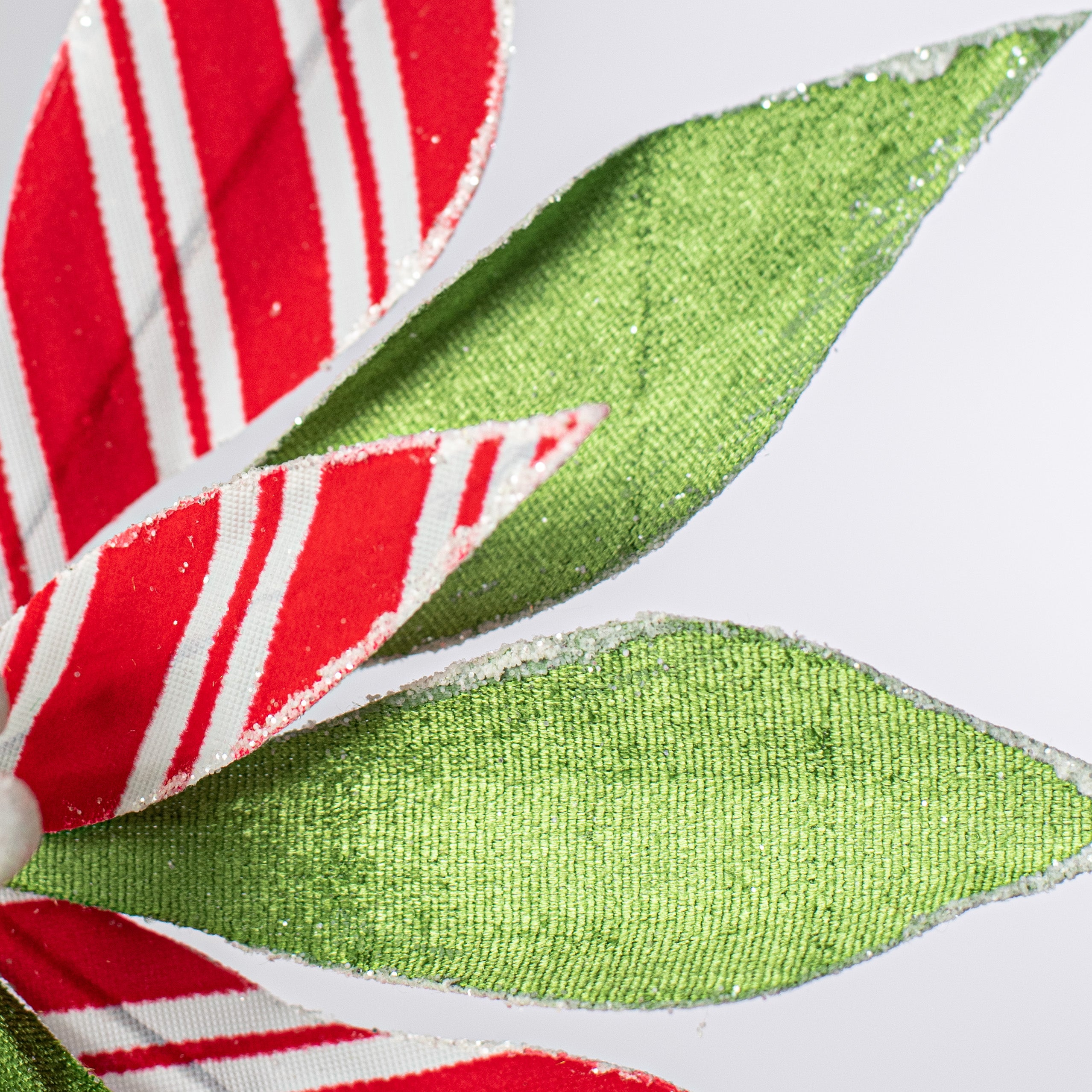 22" Stripe Poinsettia Stem: Red, Green, White detail photo 4
