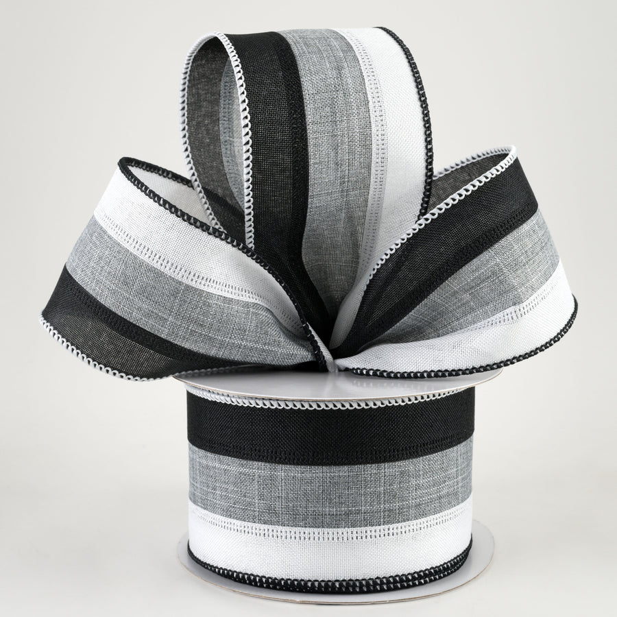 2.5" Stripe Ribbon: Black, Grey, White (10 Yards) Lifestyle Photo