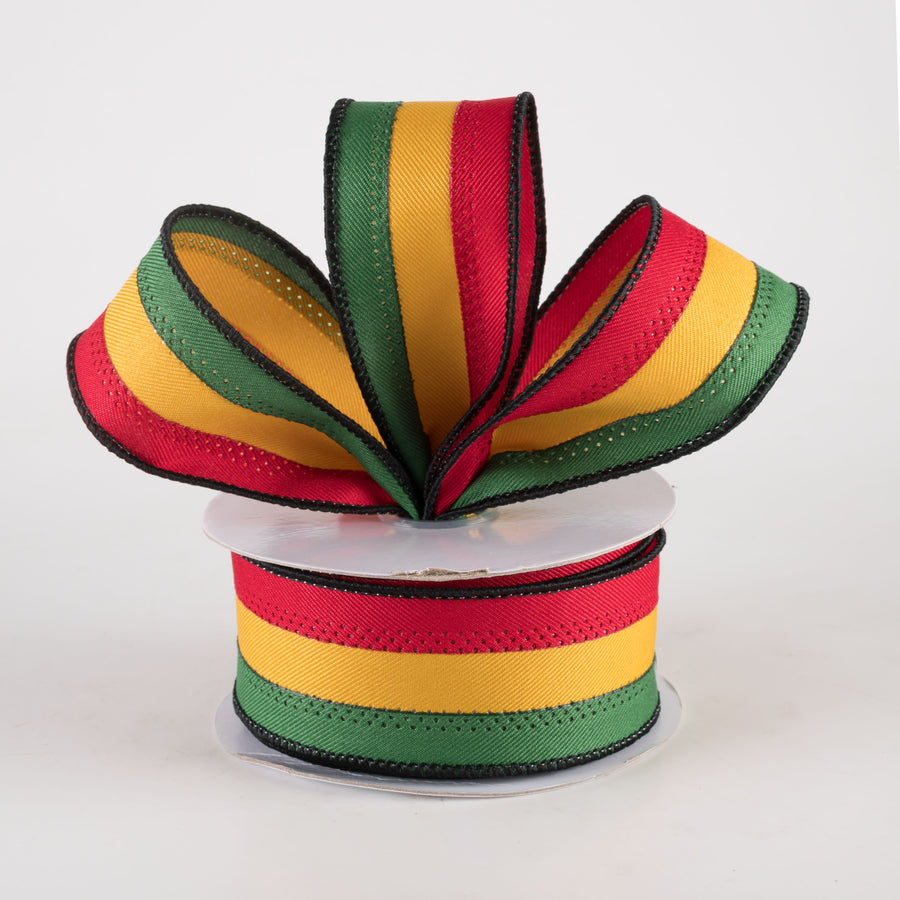 1.5" Stripe Ribbon: Black, Red, Green, Yellow (10 Yards) Lifestyle Photo