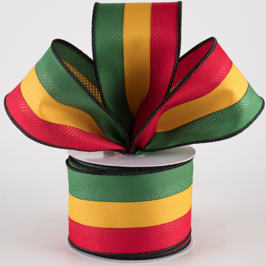 2.5" Stripe Ribbon: Black, Red, Green, Yellow (10 Yards) Lifestyle Photo