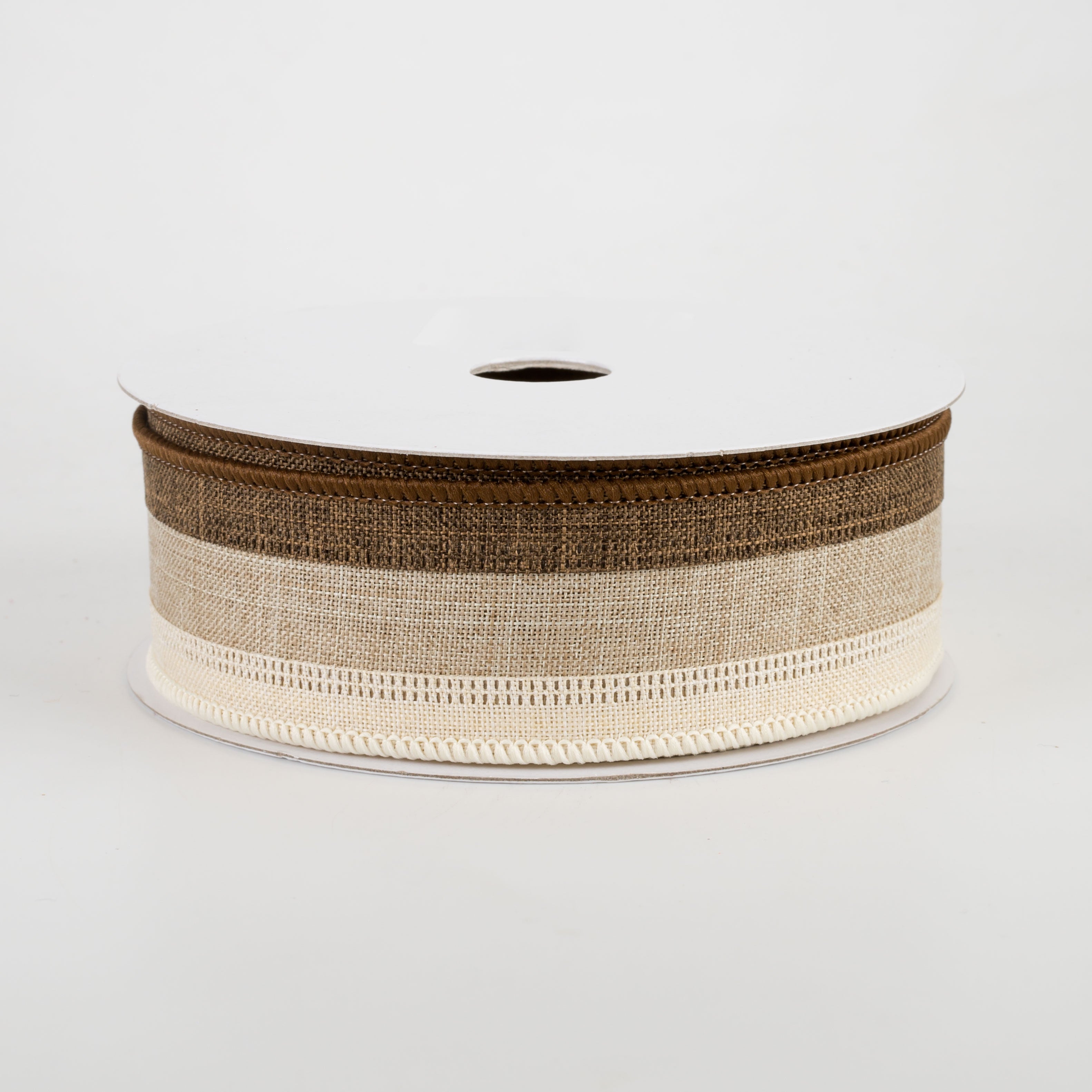 1.5" Stripe Ribbon: Brown, Natural, Cream (10 Yards)
