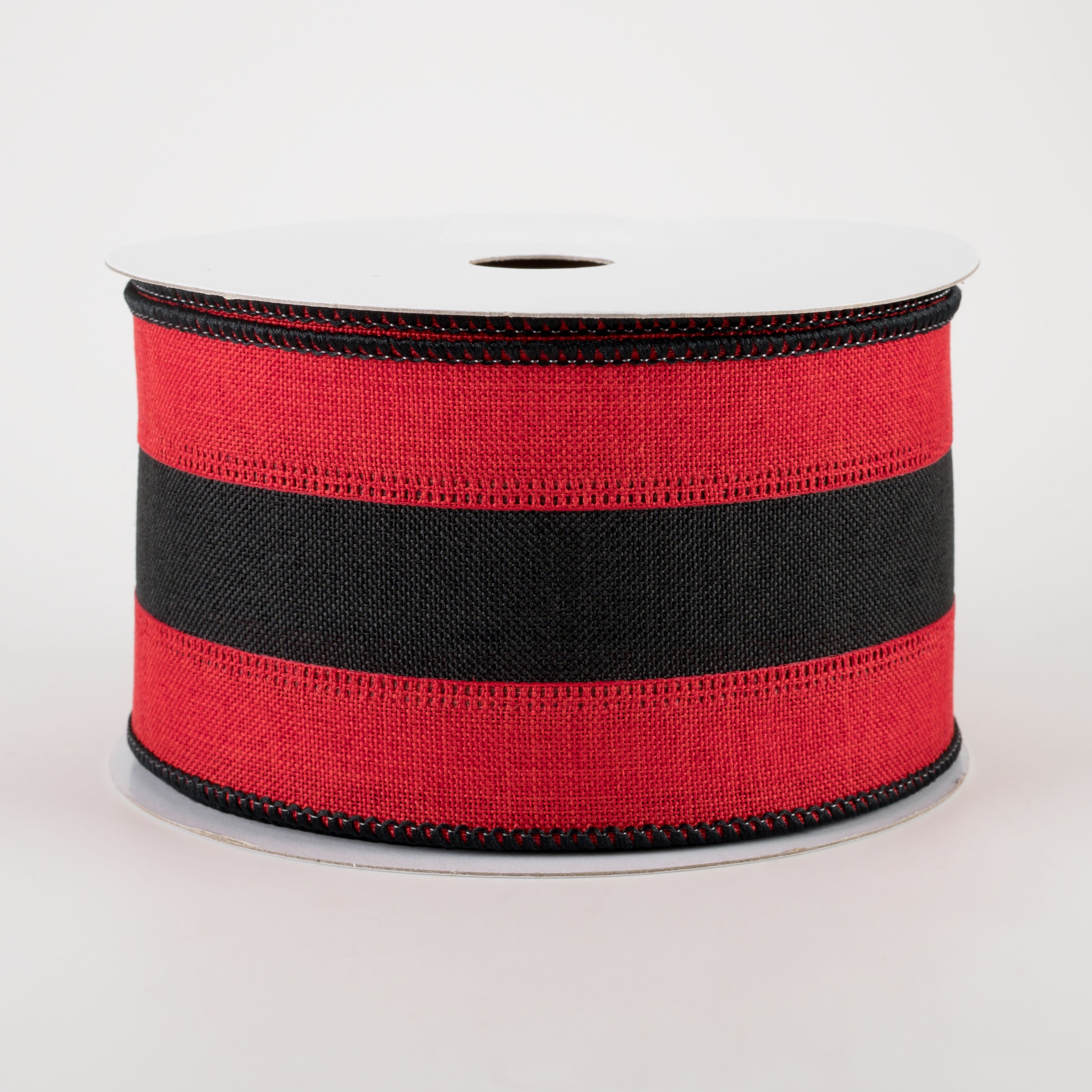 2.5" Stripe Ribbon: Red, Black, Red (10 Yards)