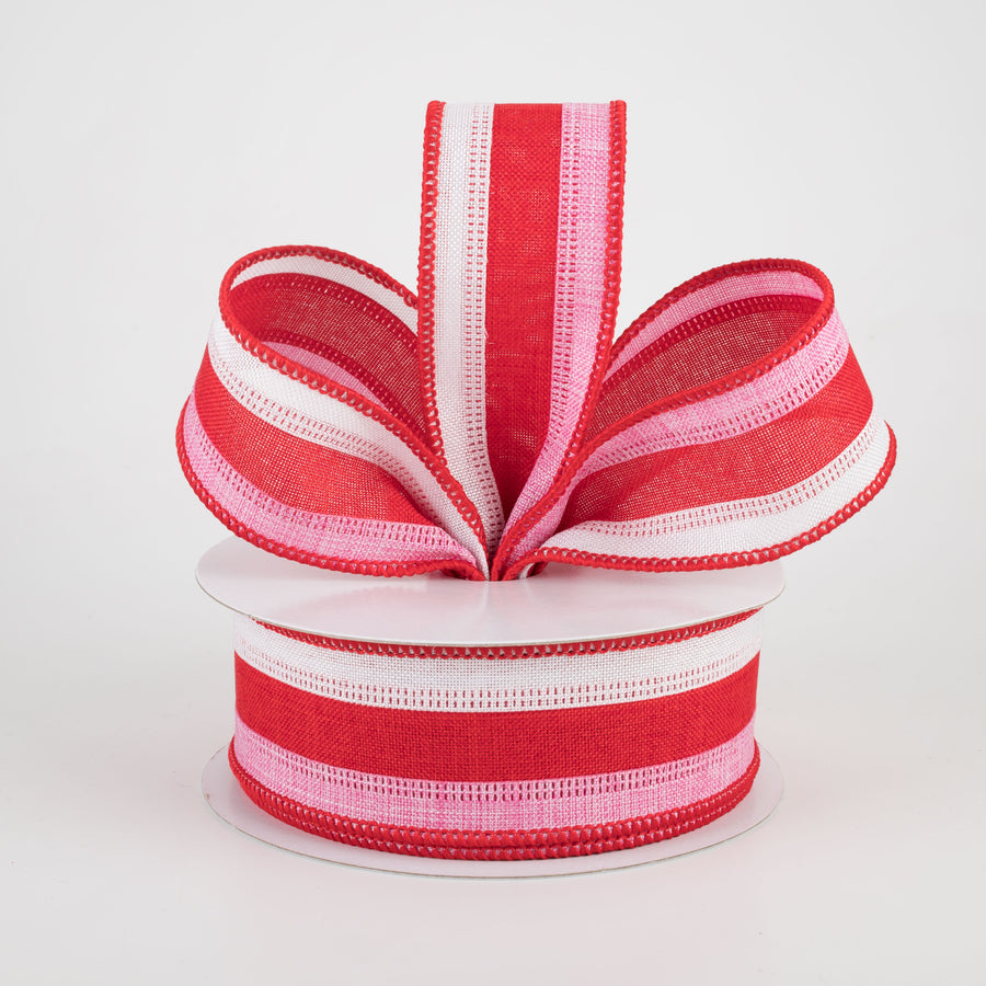 1.5" Stripe Ribbon: White, Red, Pink (10 Yards) Lifestyle Photo