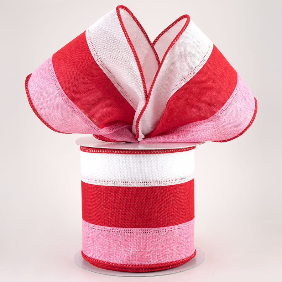 4" Stripe Ribbon: White, Red, Pink (10 Yards) Lifestyle Photo