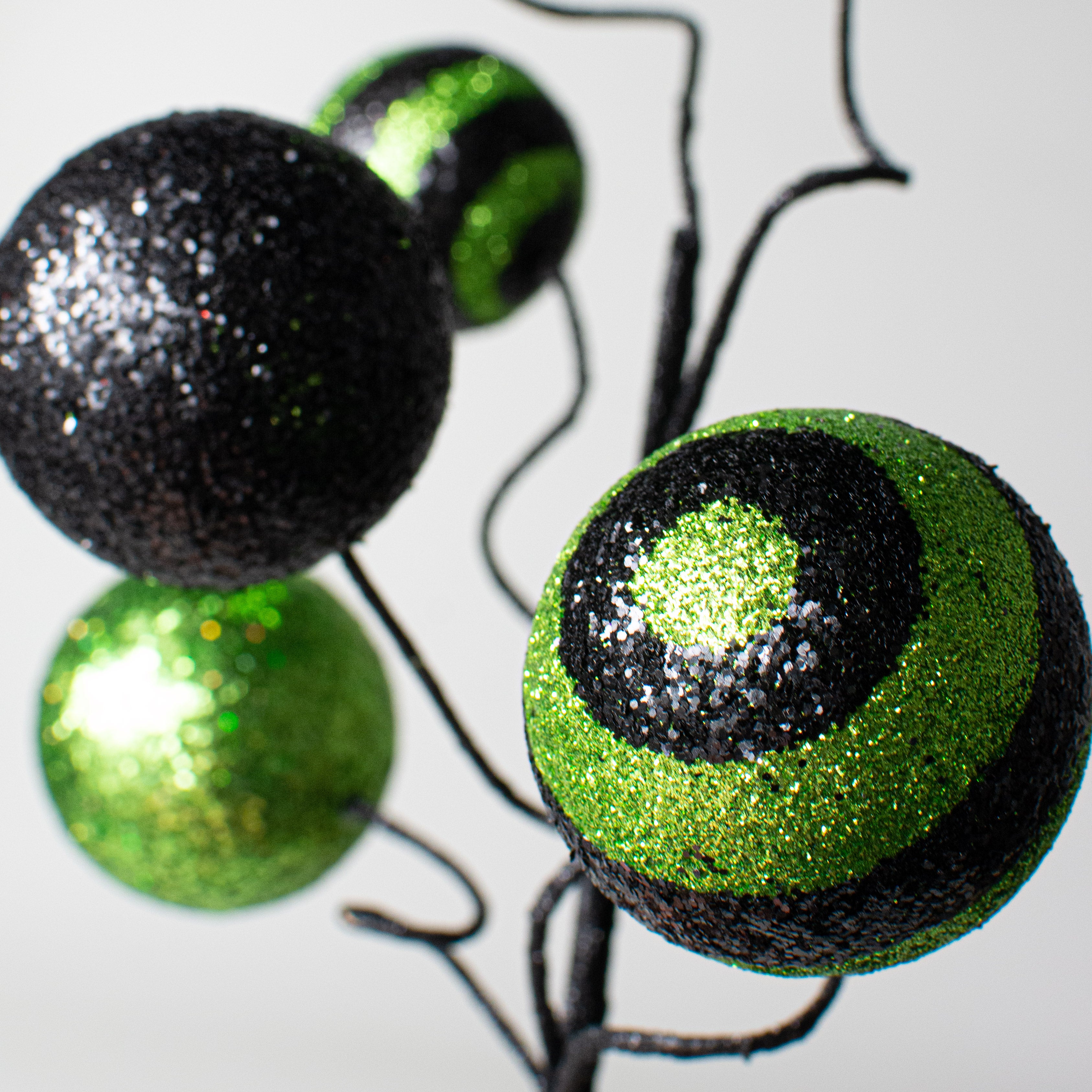 19" Stripe & Solid Glitter Ball Pick: Black & Lime Green Lifestyle Photo
