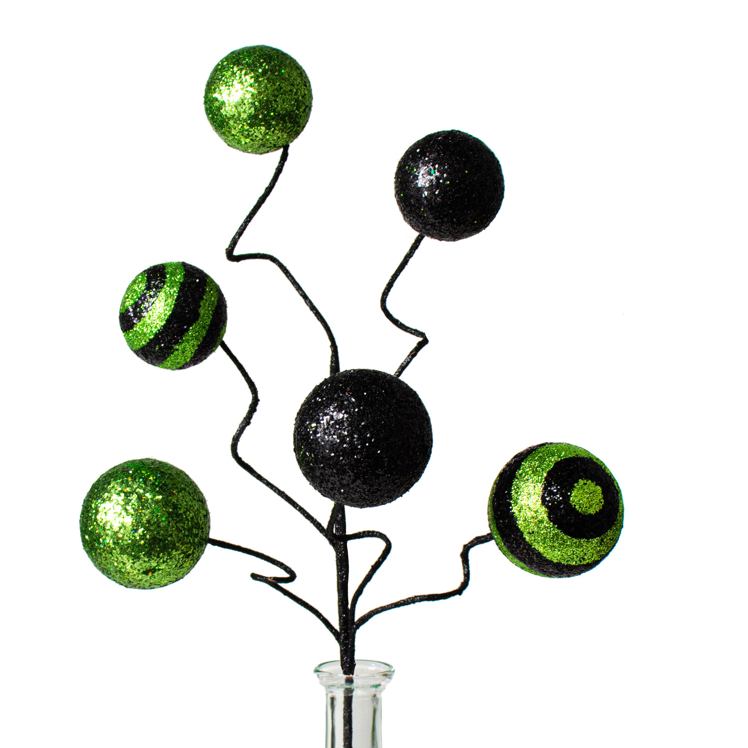 19" Stripe & Solid Glitter Ball Pick: Black & Lime Green Item Number: HH1259C5