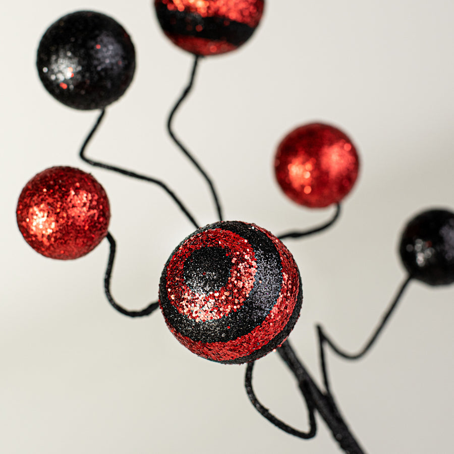 17" Stripe & Solid Glitter Ball Pick: Black & Red Lifestyle Photo