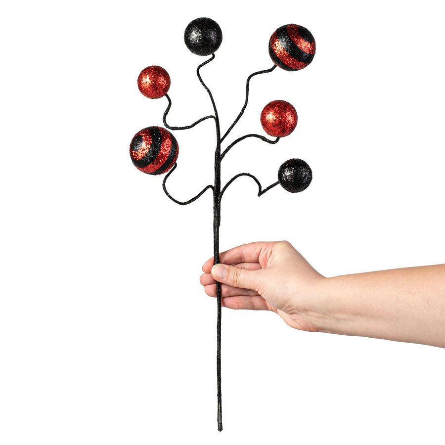 17" Stripe & Solid Glitter Ball Pick: Black & Red detail photo 3