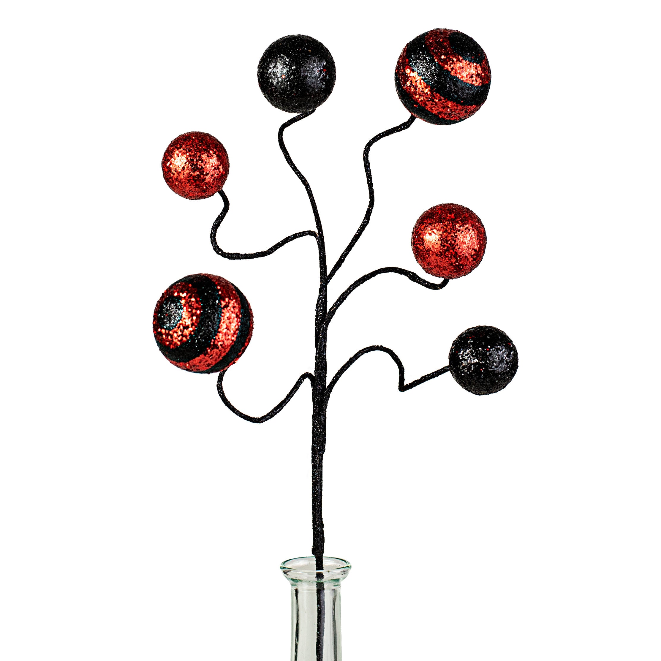 17" Stripe & Solid Glitter Ball Pick: Black & Red Item Number: XS9944NH