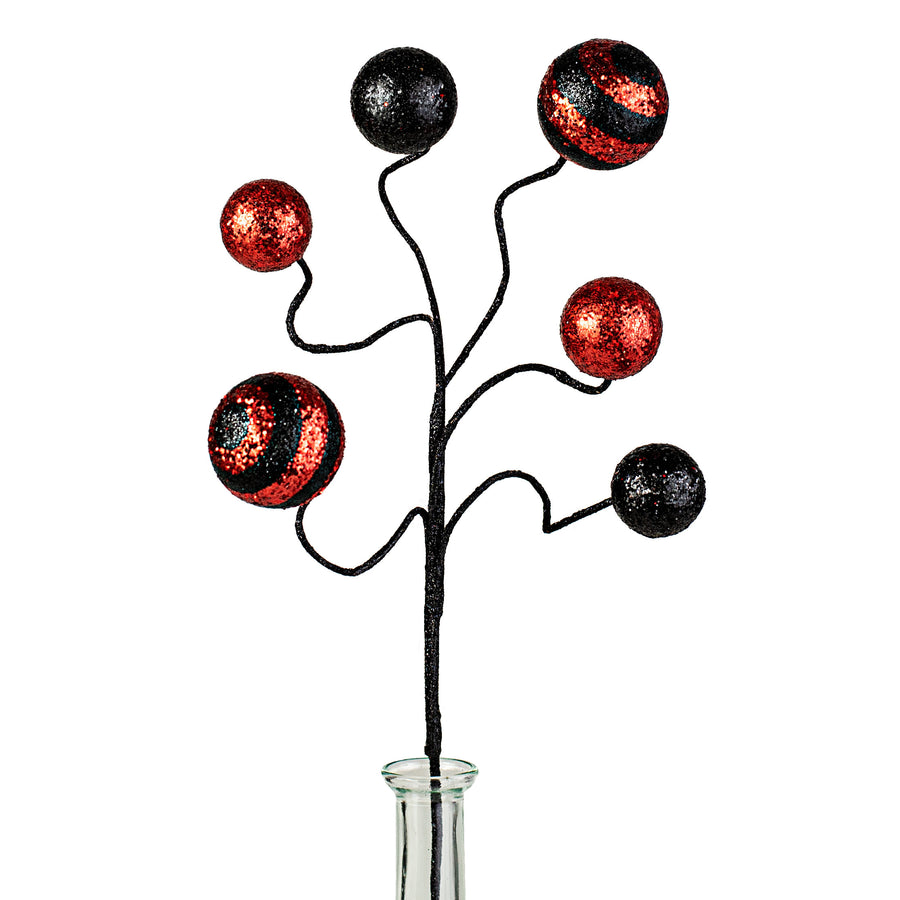17" Stripe & Solid Glitter Ball Pick: Black & Red Item Number: XS9944NH