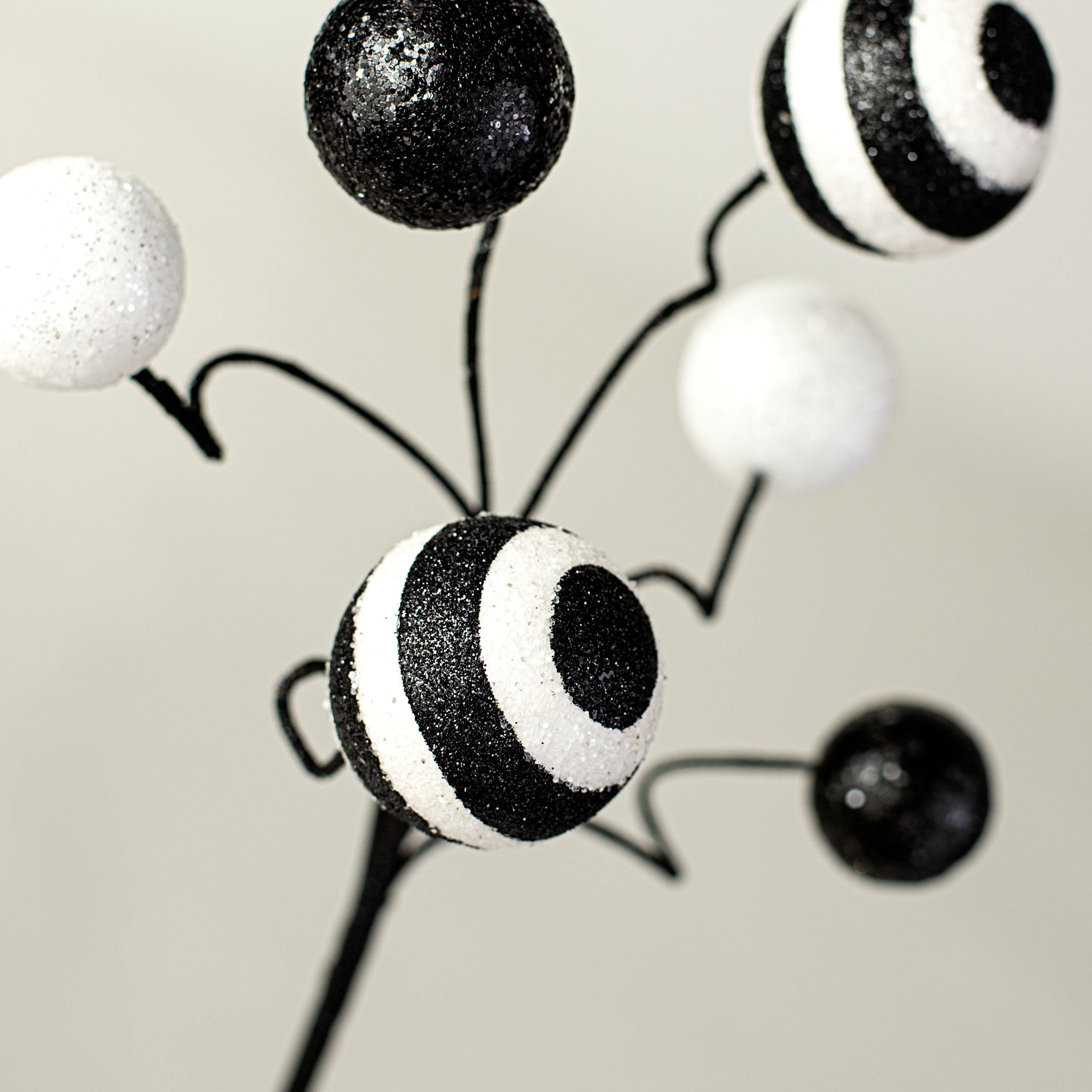 17" Stripe & Solid Glitter Ball Pick: Black & White Lifestyle Photo