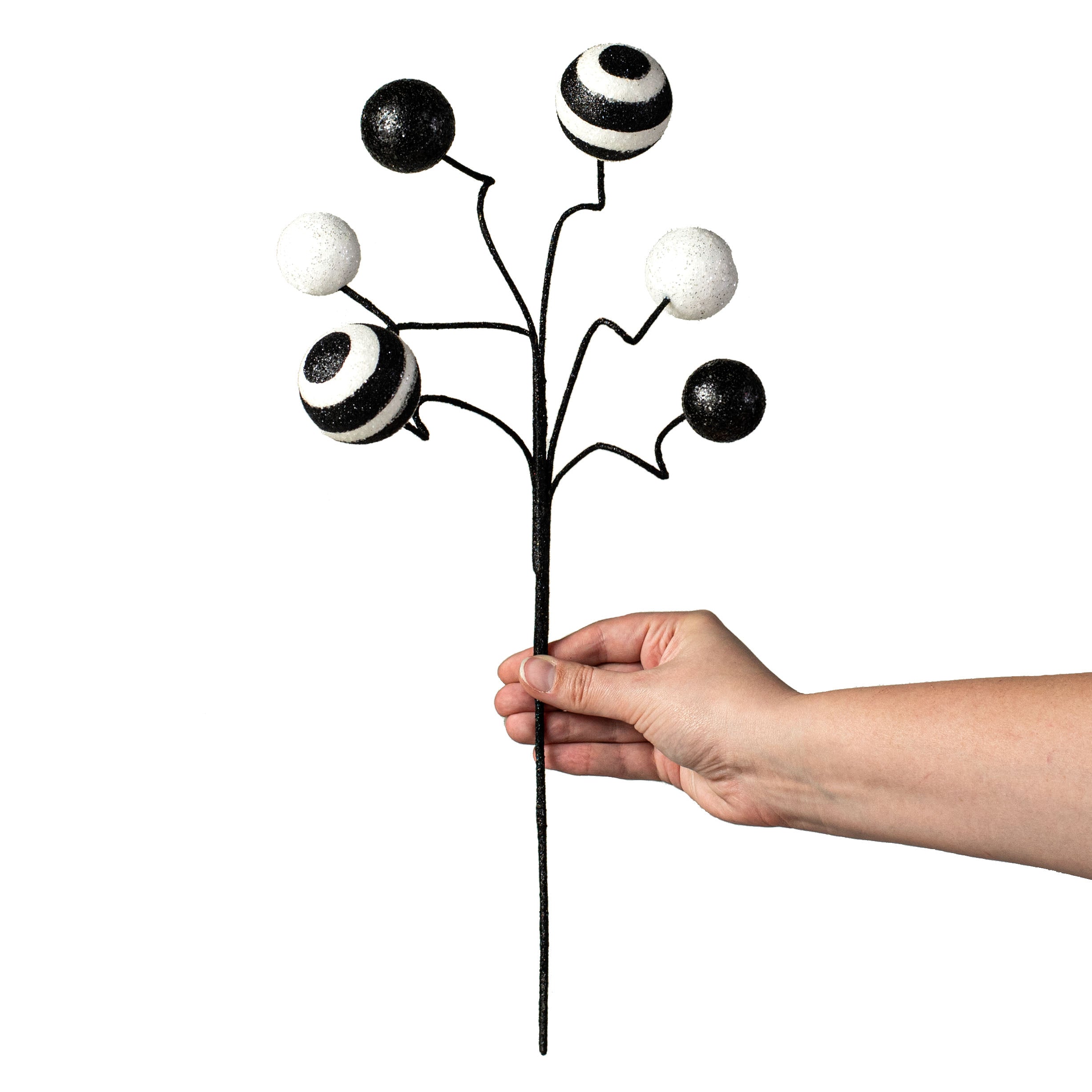 17" Stripe & Solid Glitter Ball Pick: Black & White detail photo 3