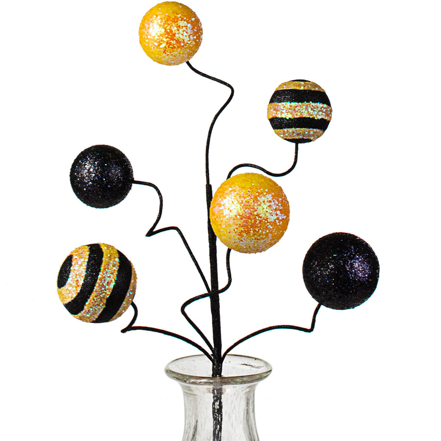 20" Stripe & Solid Glitter Ball Pick: Black & Yellow Item Number: 62950YWBK