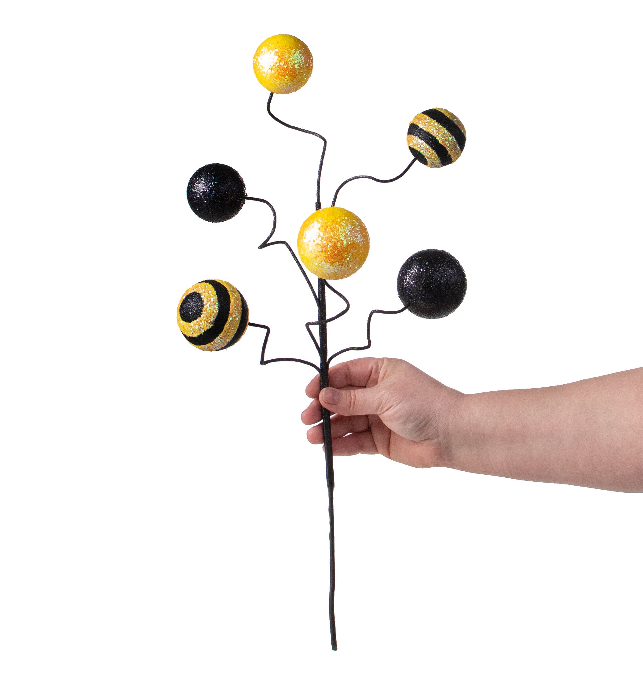20" Stripe & Solid Glitter Ball Pick: Black & Yellow detail photo 3