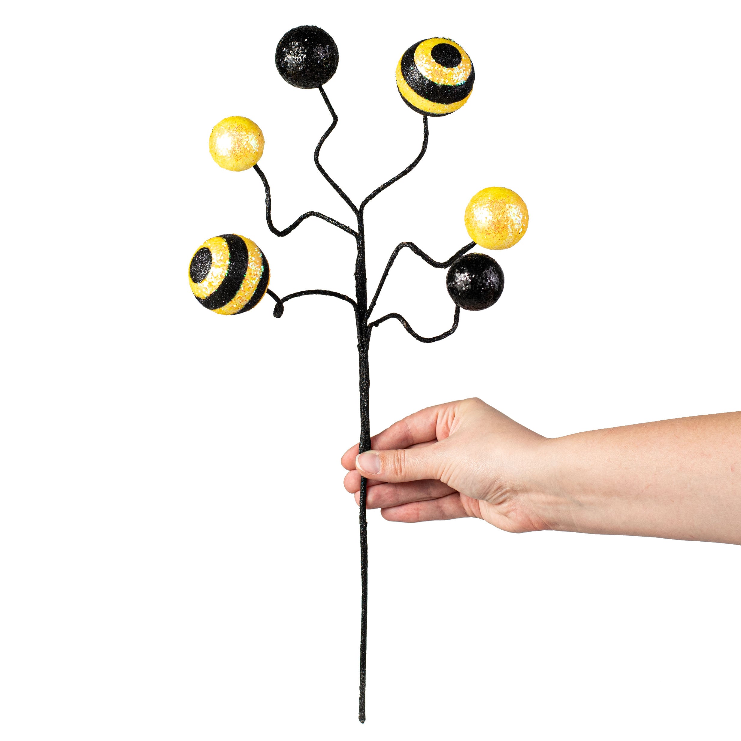17" Stripe & Solid Glitter Ball Pick: Black & Yellow detail photo 3