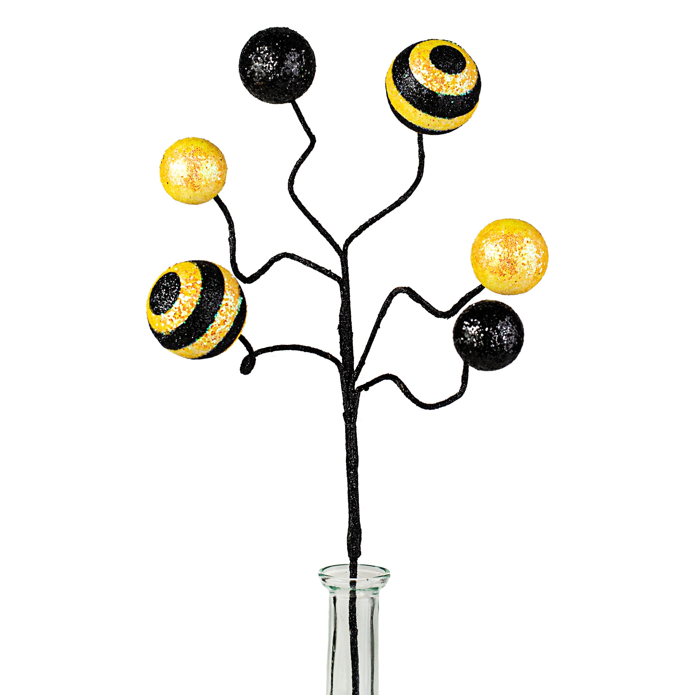 17" Stripe & Solid Glitter Ball Pick: Black & Yellow Item Number: XS9944EJ